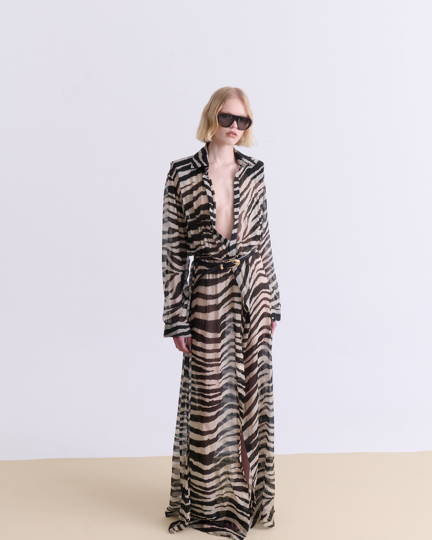 VK Zebra Print Chemisier Maxi Dress