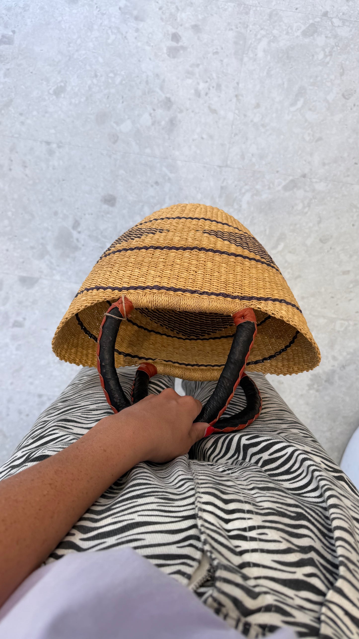 Ghana Bolga Bag Mini - Natural/Black
