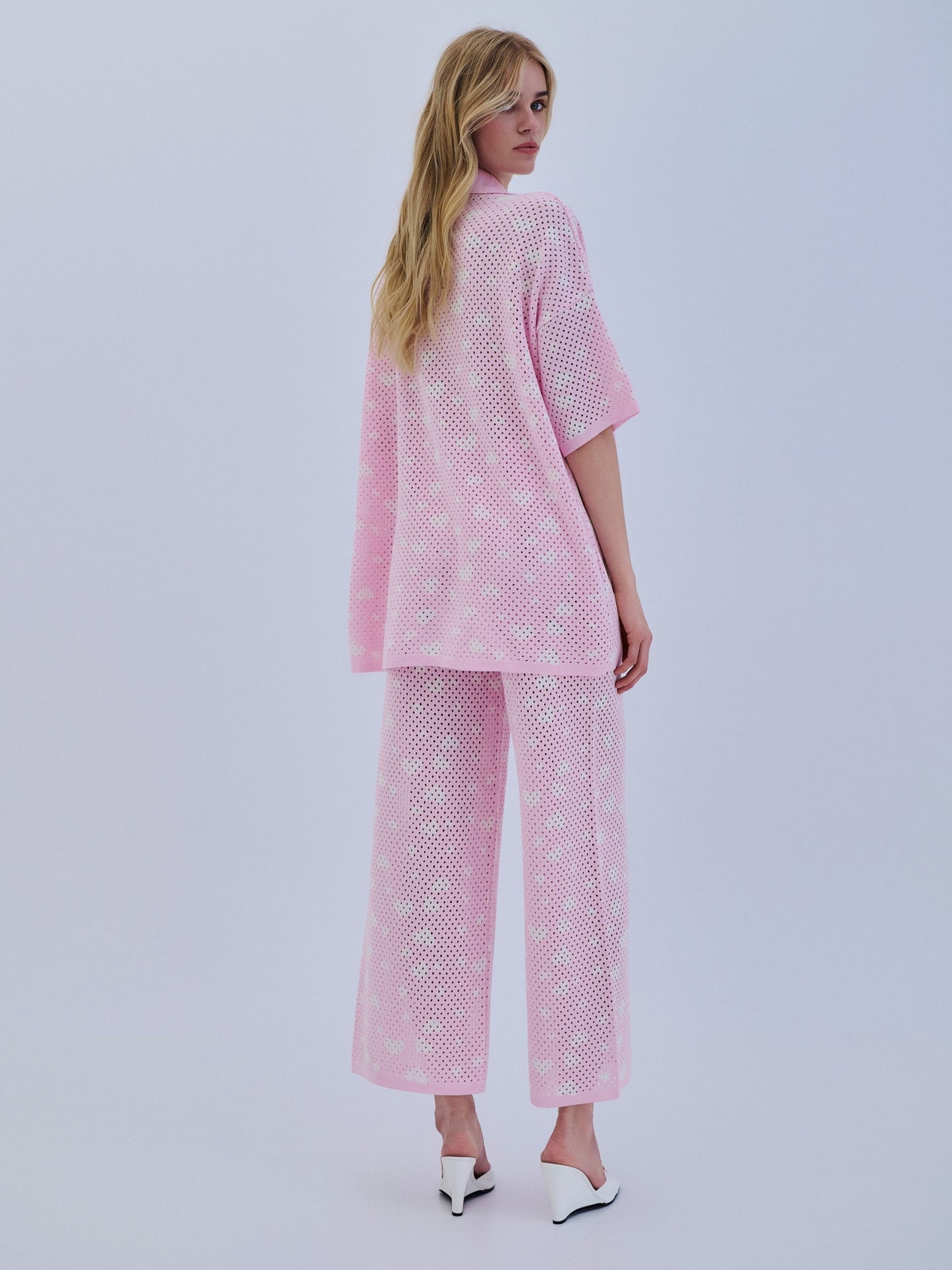 Cardigan Polo V Hearts - Pink
