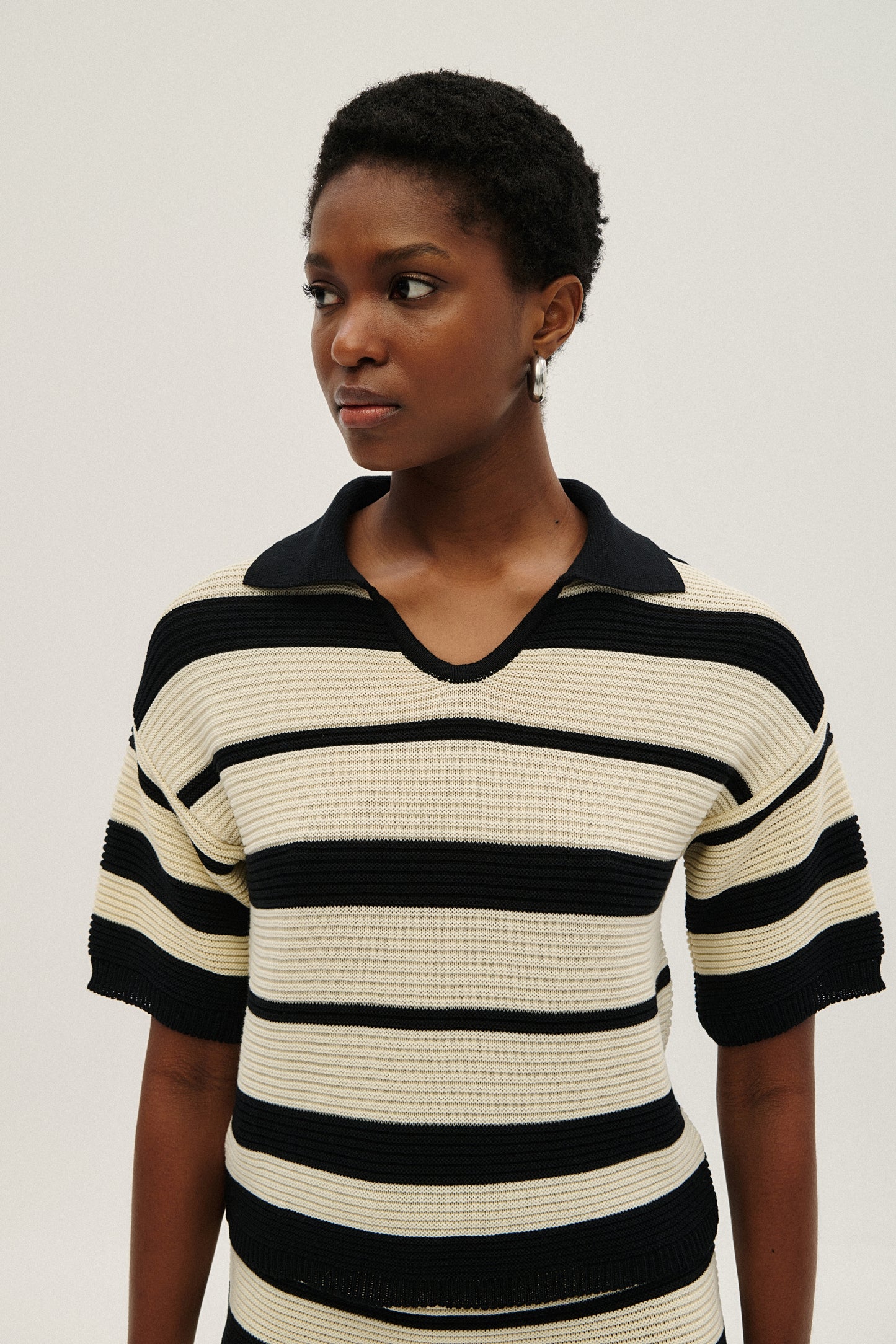 Blouse Polo Black & White
