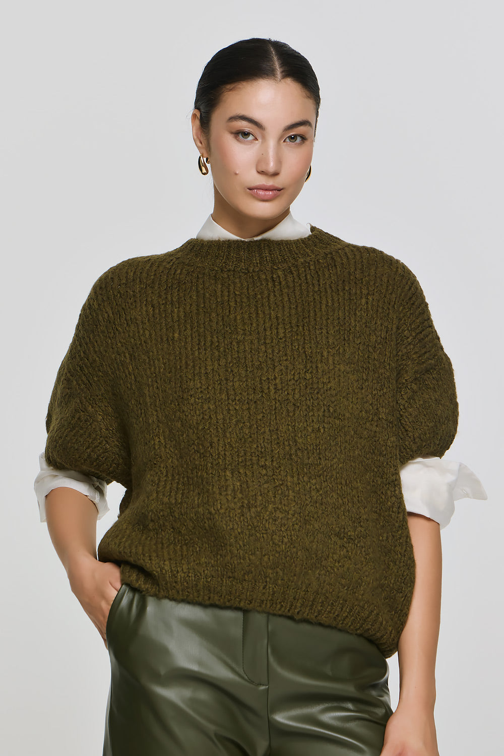 Short Sleeve Efimeron Knitwear - Khaki