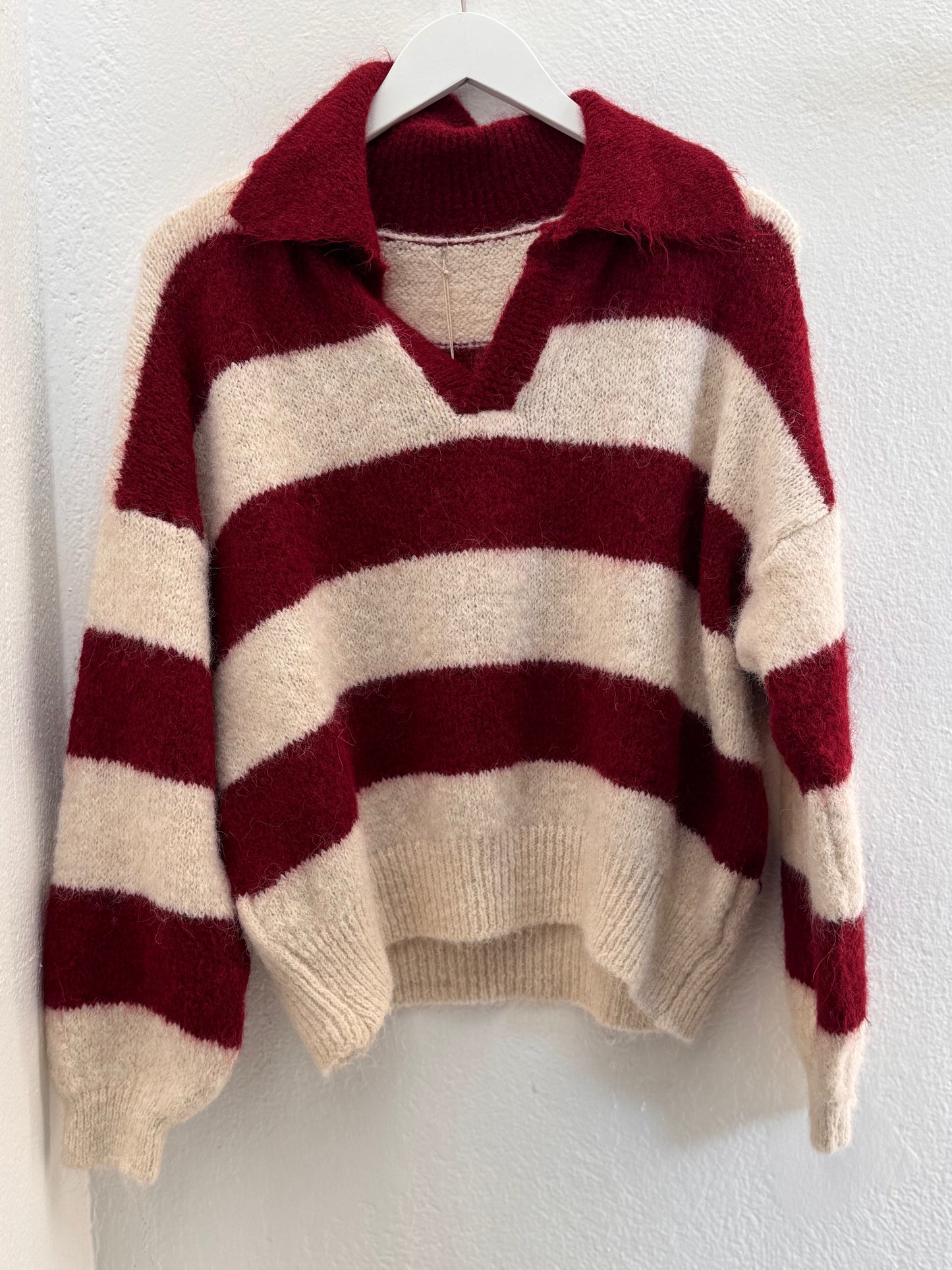 Striped Belie Pullover Bordeaux- Long Sleeve