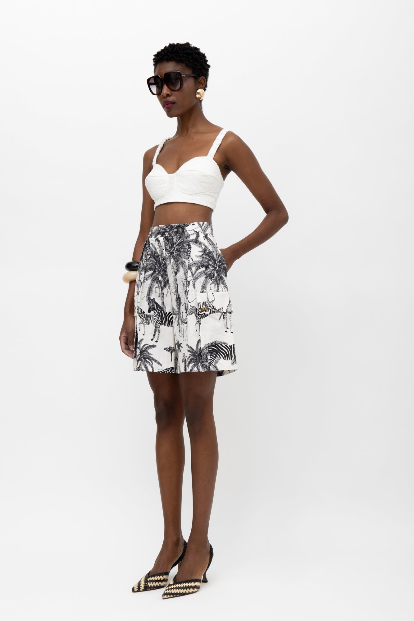 Imara B/W print Shorts