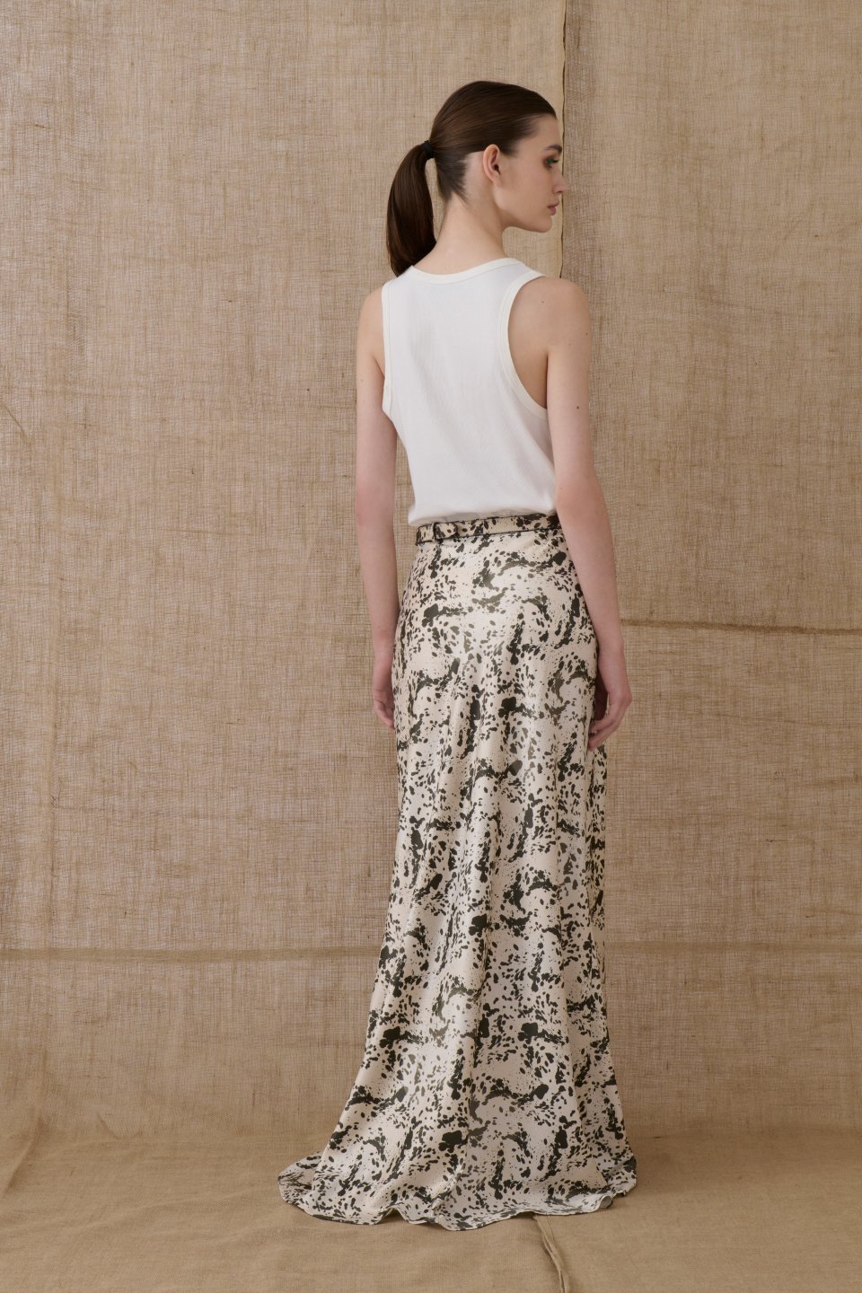 VK SATIN LONG SKIRT ANIMAL PRINT