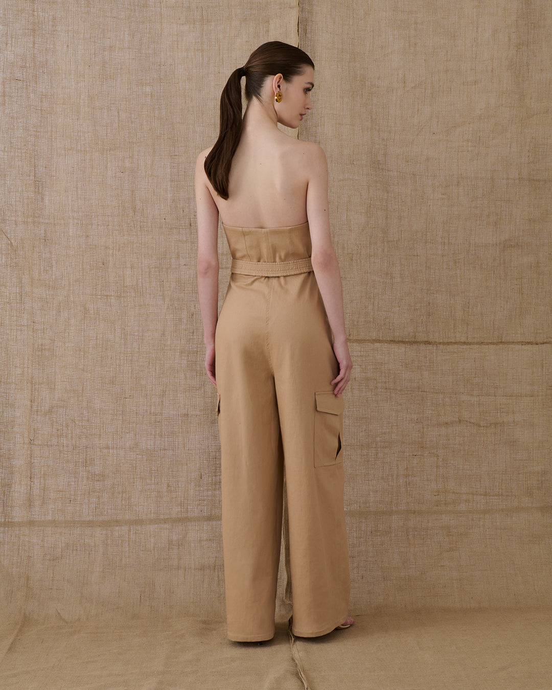 VK BEIGE STRAPLESS JUMPSUIT