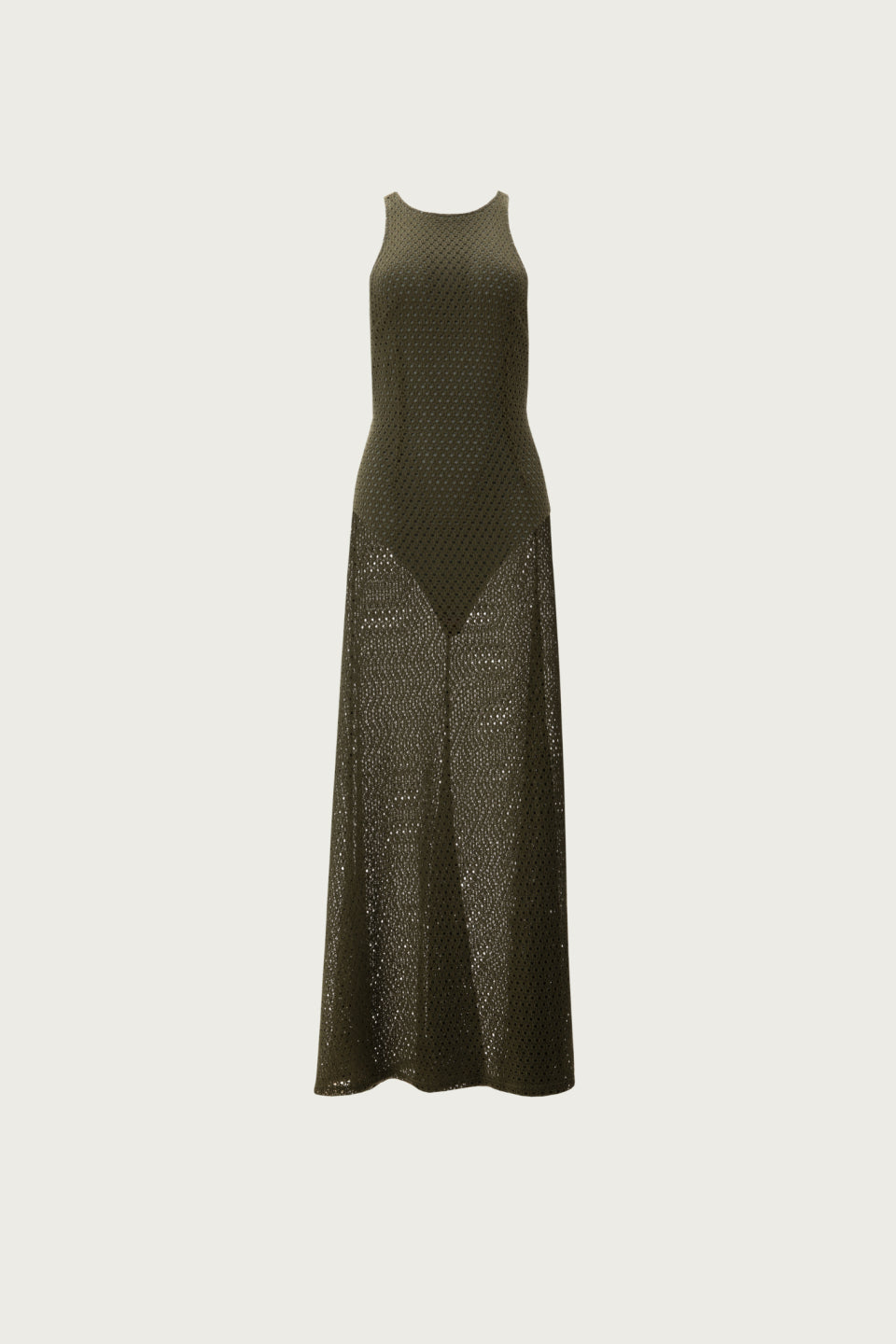 VK Khaki Crocheted Maxi Dress