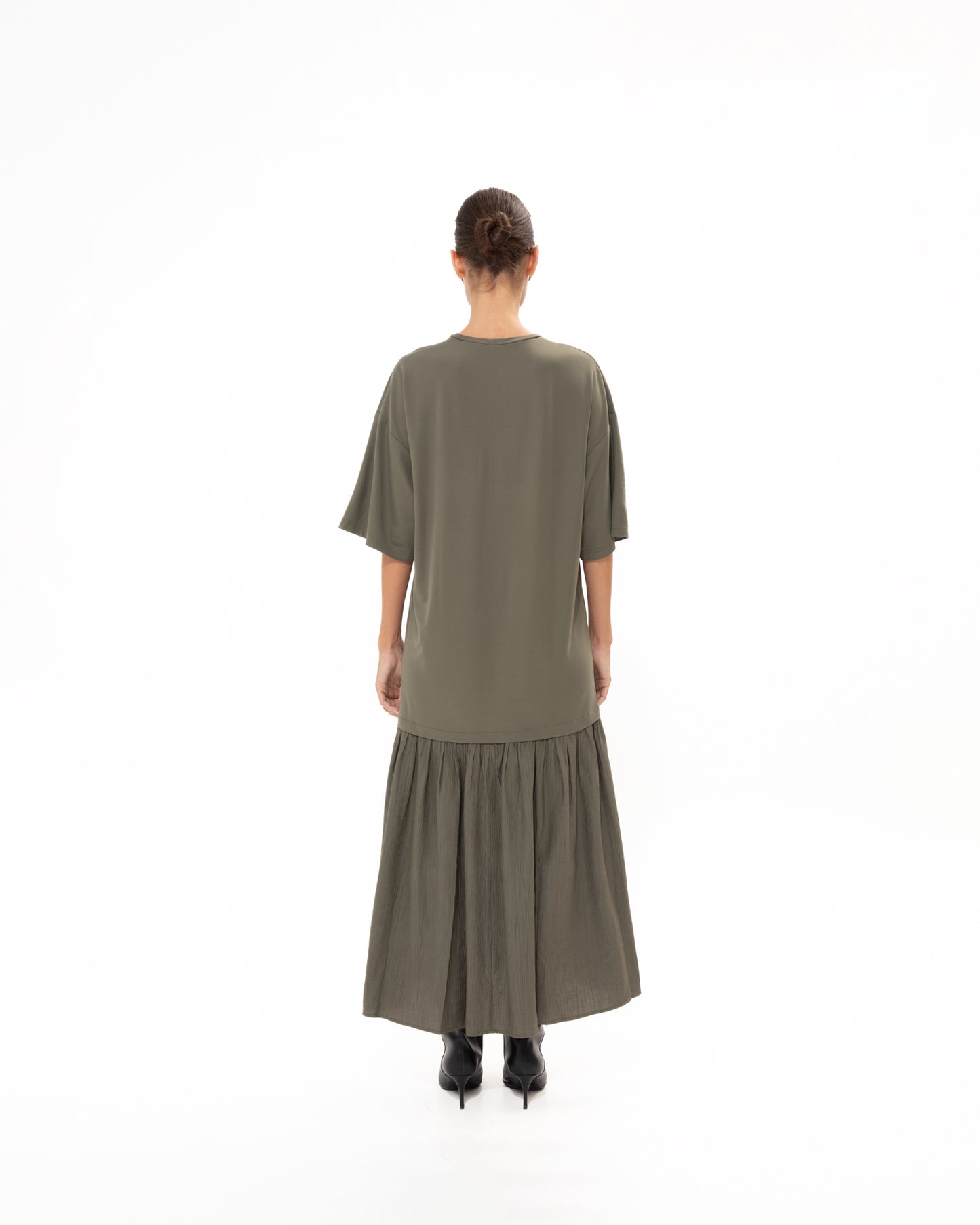 VK Olive Midi Cotton Dress