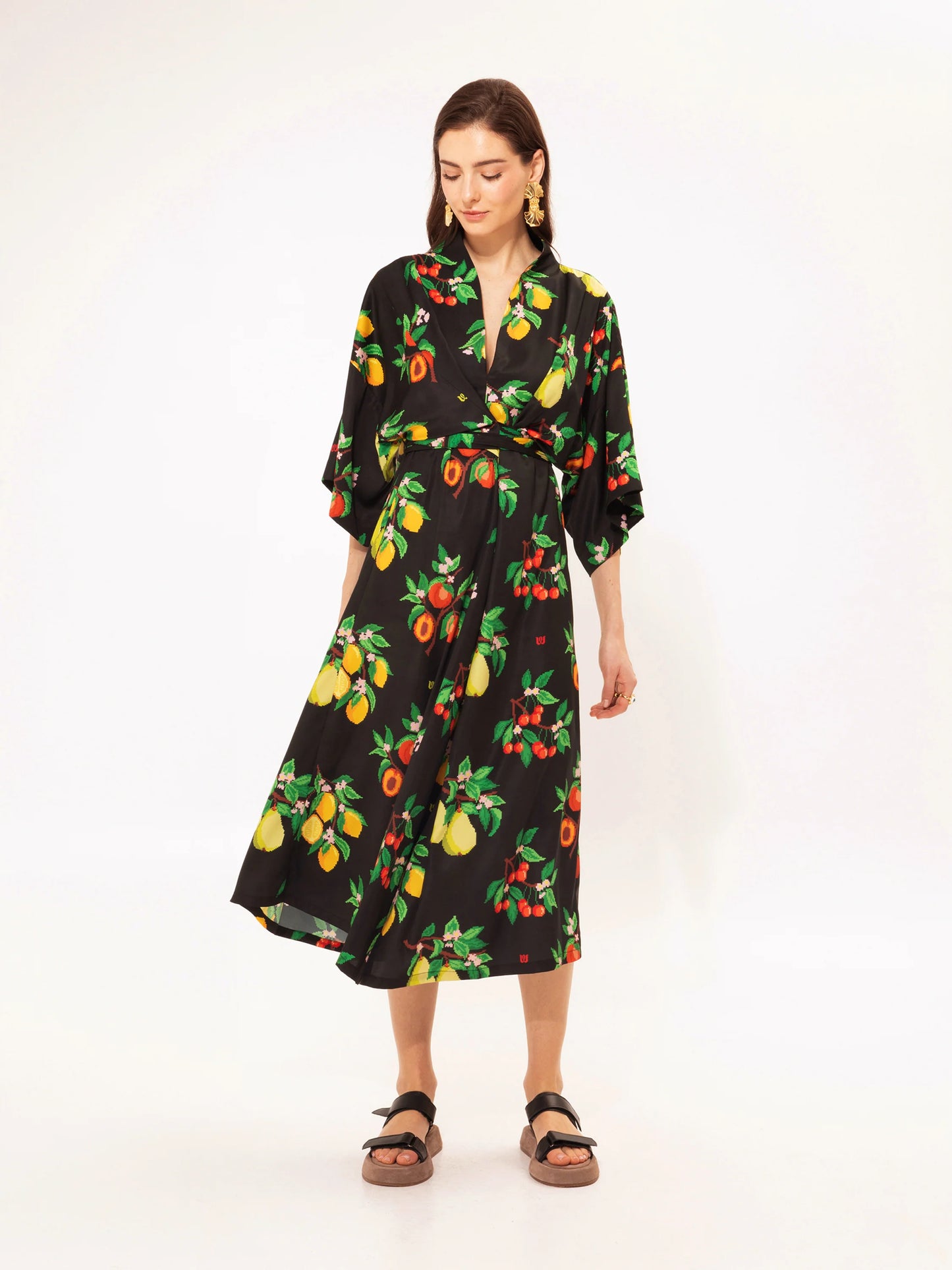 Wrap-Around Kaftan Dress Fruits