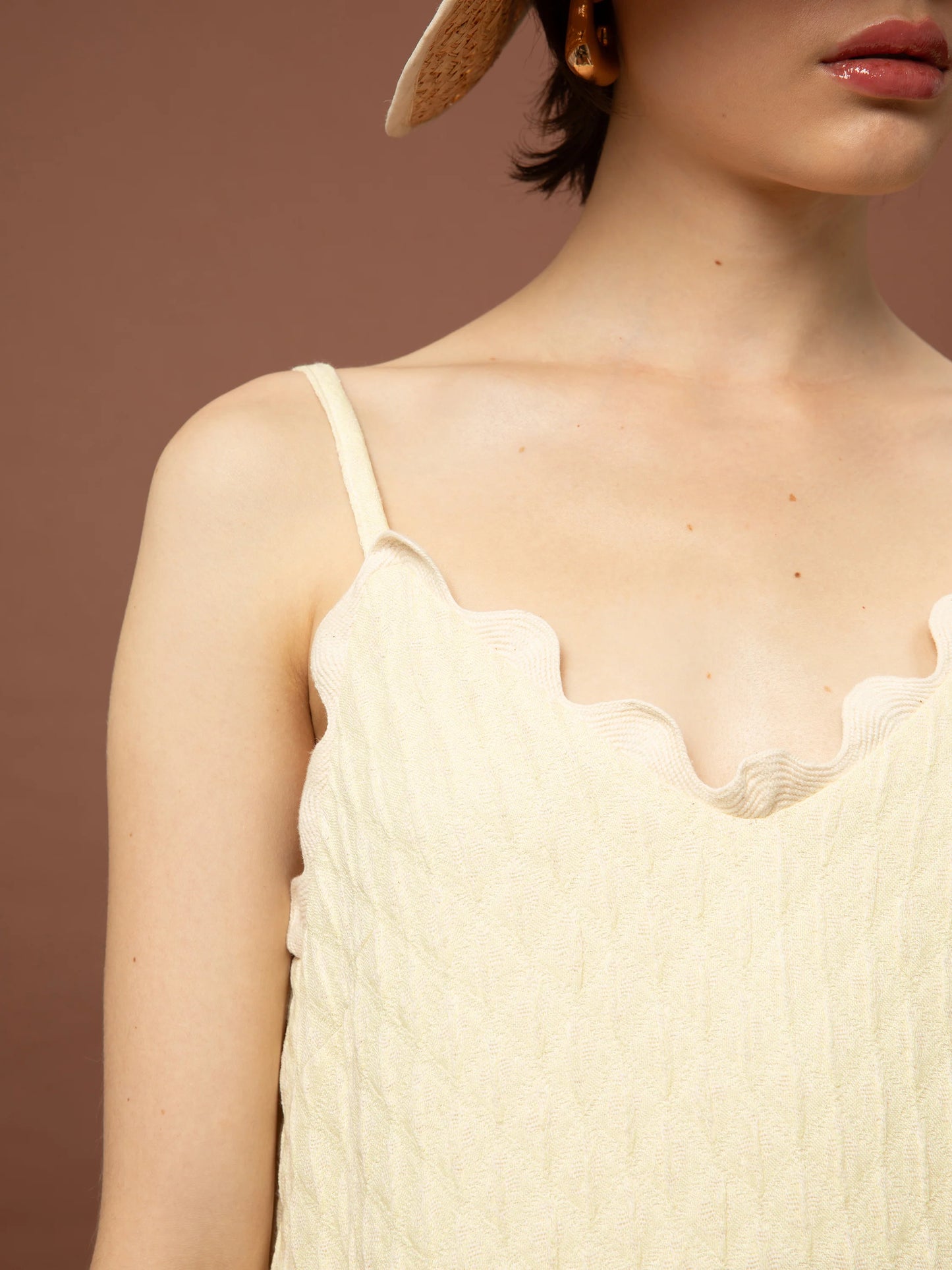 Tiered Jacquard Dress - Yellow