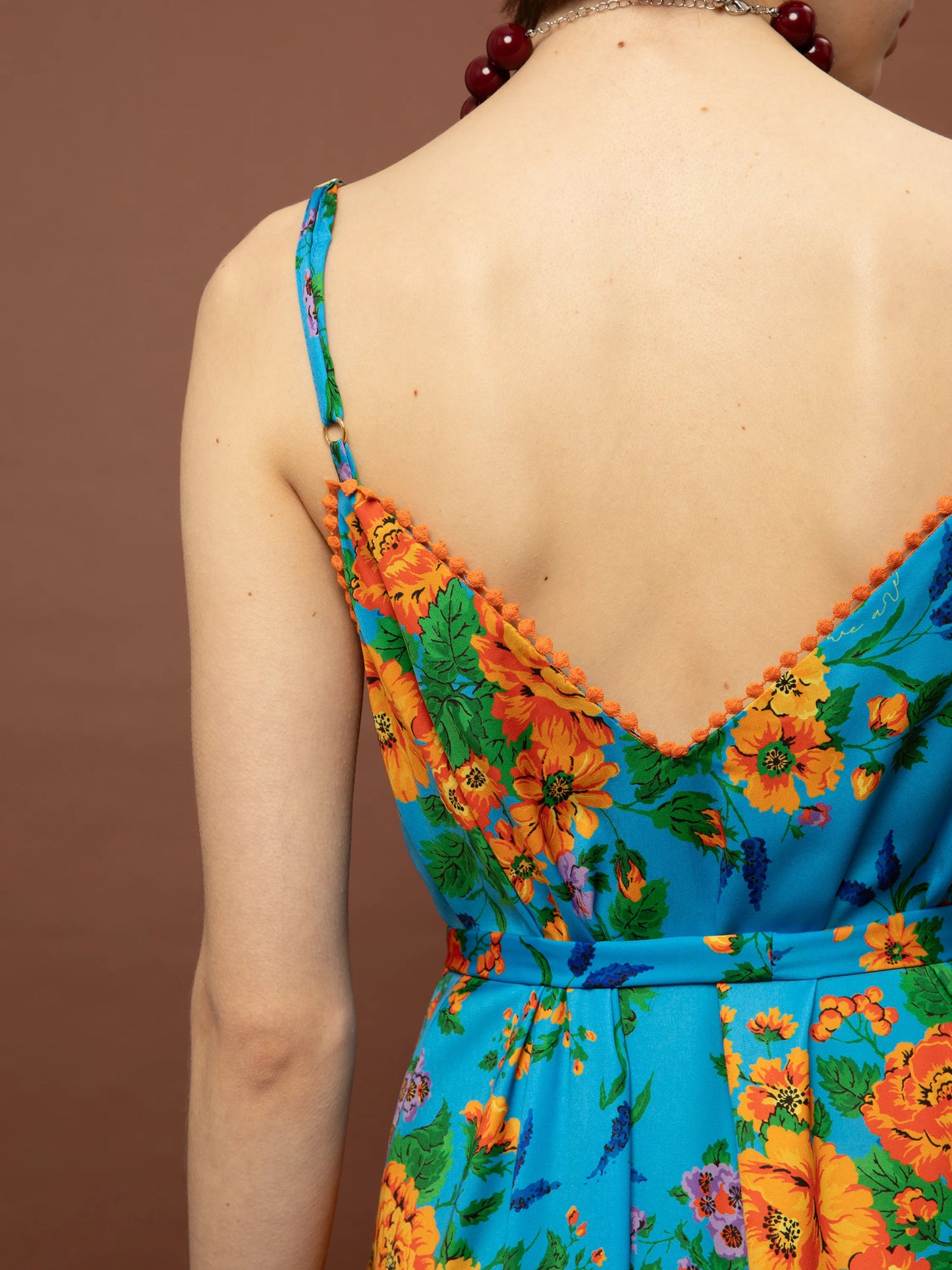 A-Line Maxi Dress Blossoms - Tapetsaria Aqua