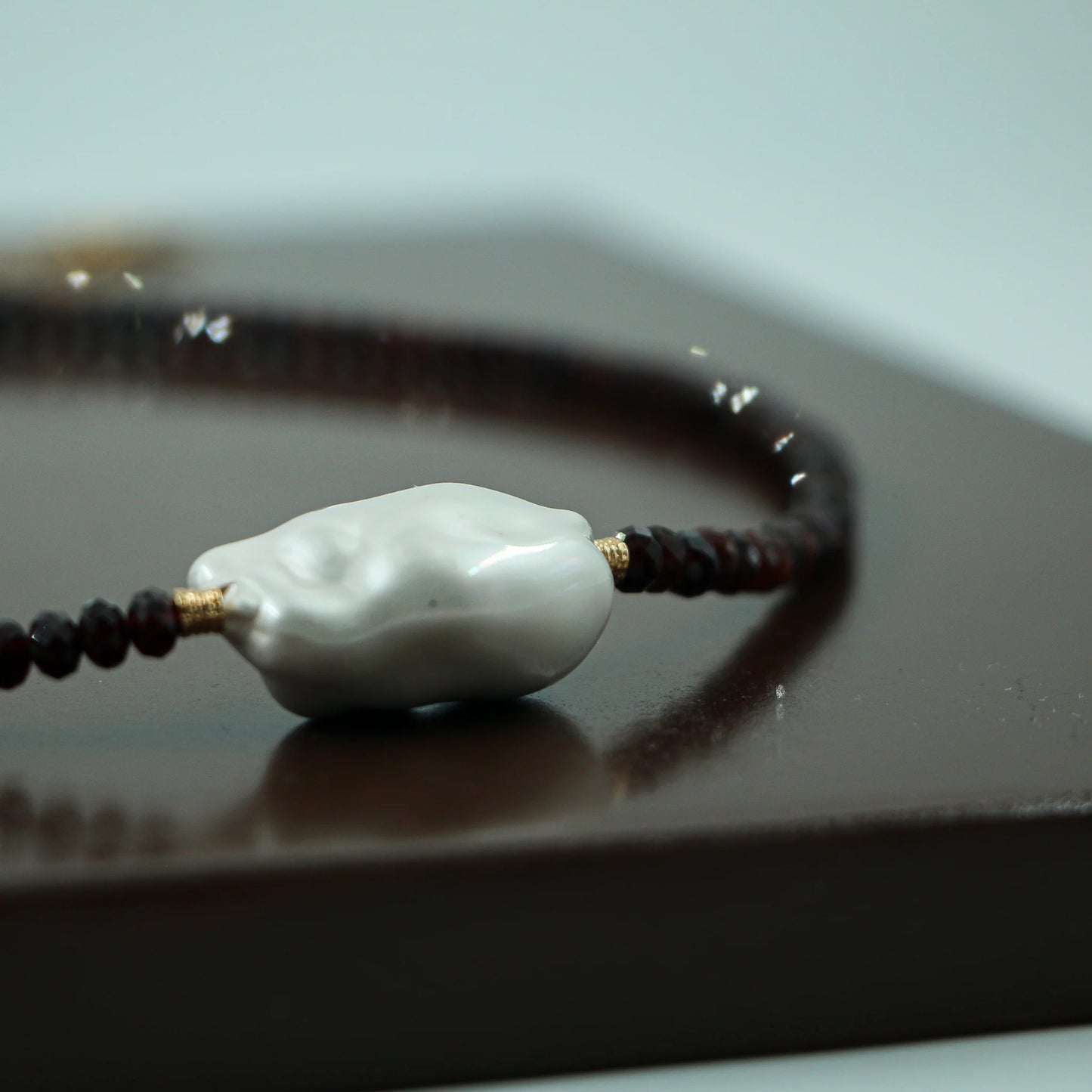 #0123-17 Brown Necklace with Pearl