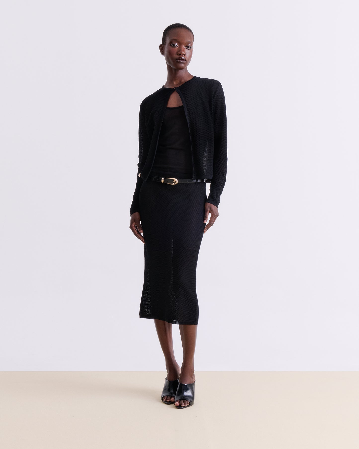 Black Knit Midi Skirt
