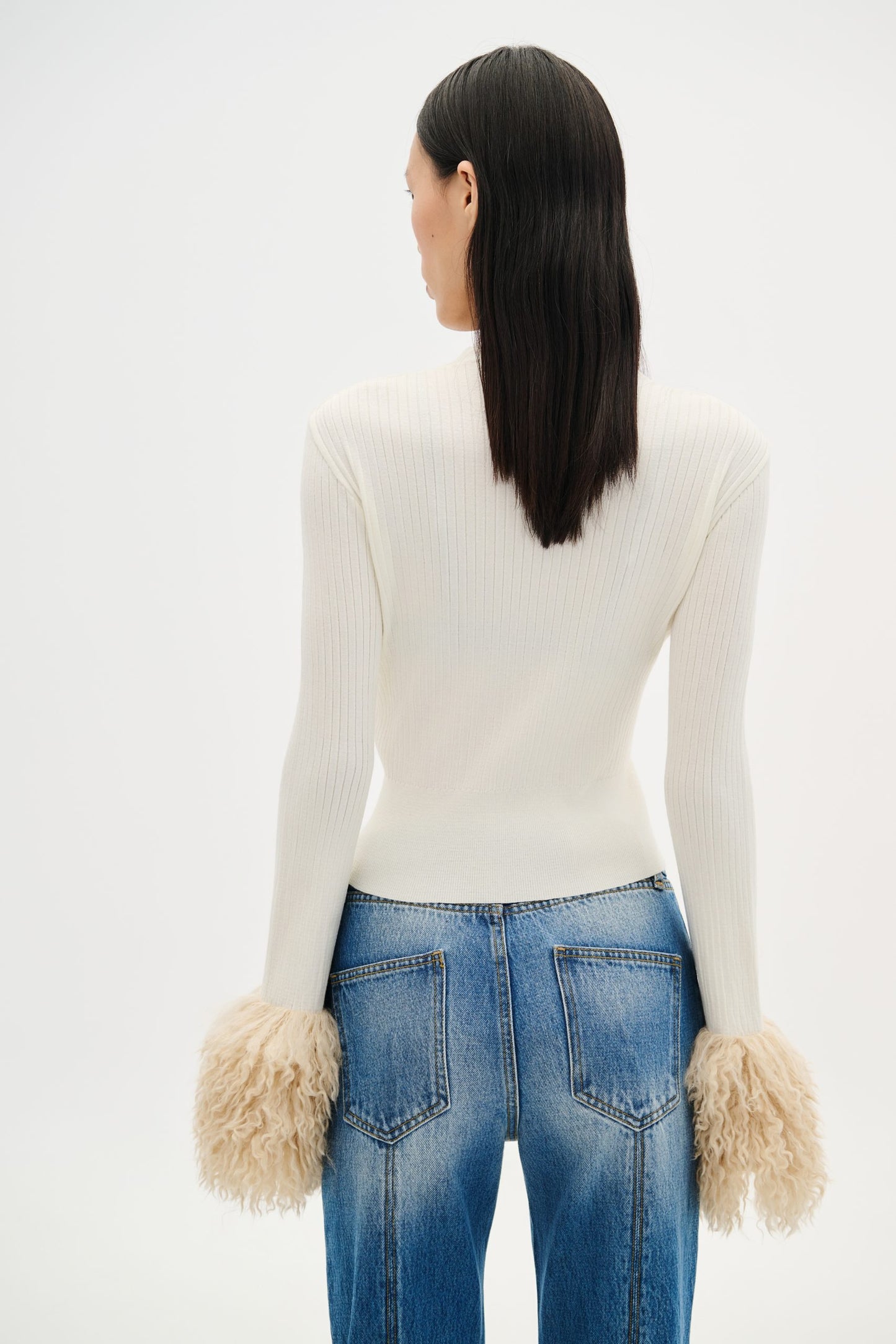 Cardigan V With Faux Fur