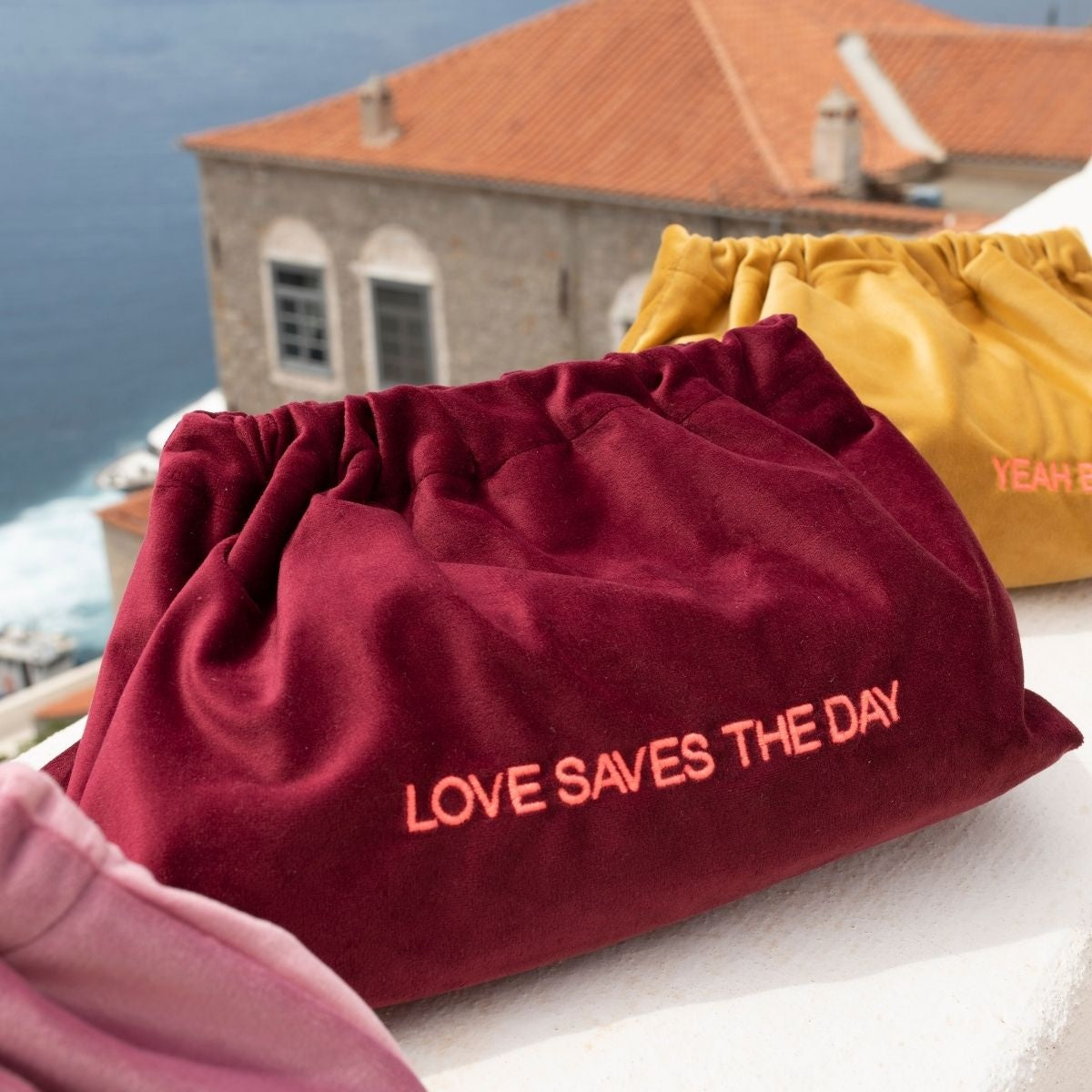 Love Saves The Day - Velvet Clutch Bag