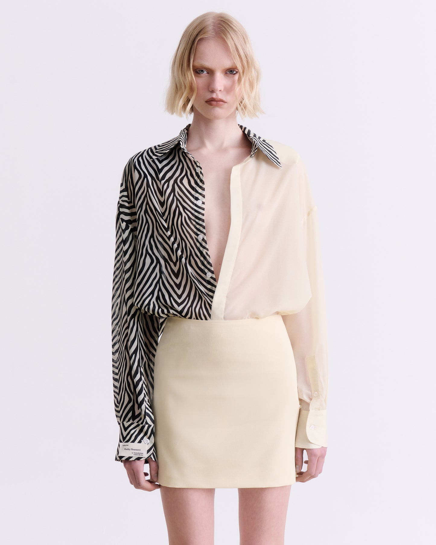 Cream Tailored Mini Skirt