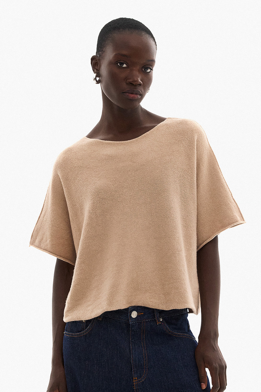 Soft Knitwear 3/4 Sleeve -Beige