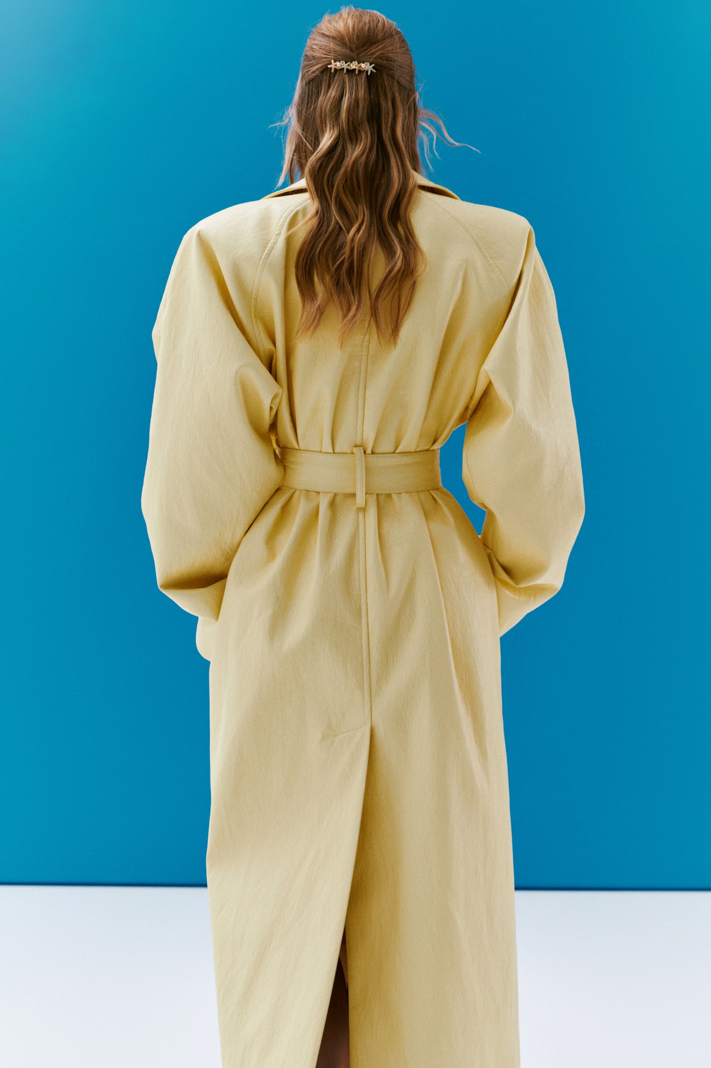 Hermina Eco Leather Trenchcoat - Pastel Yellow