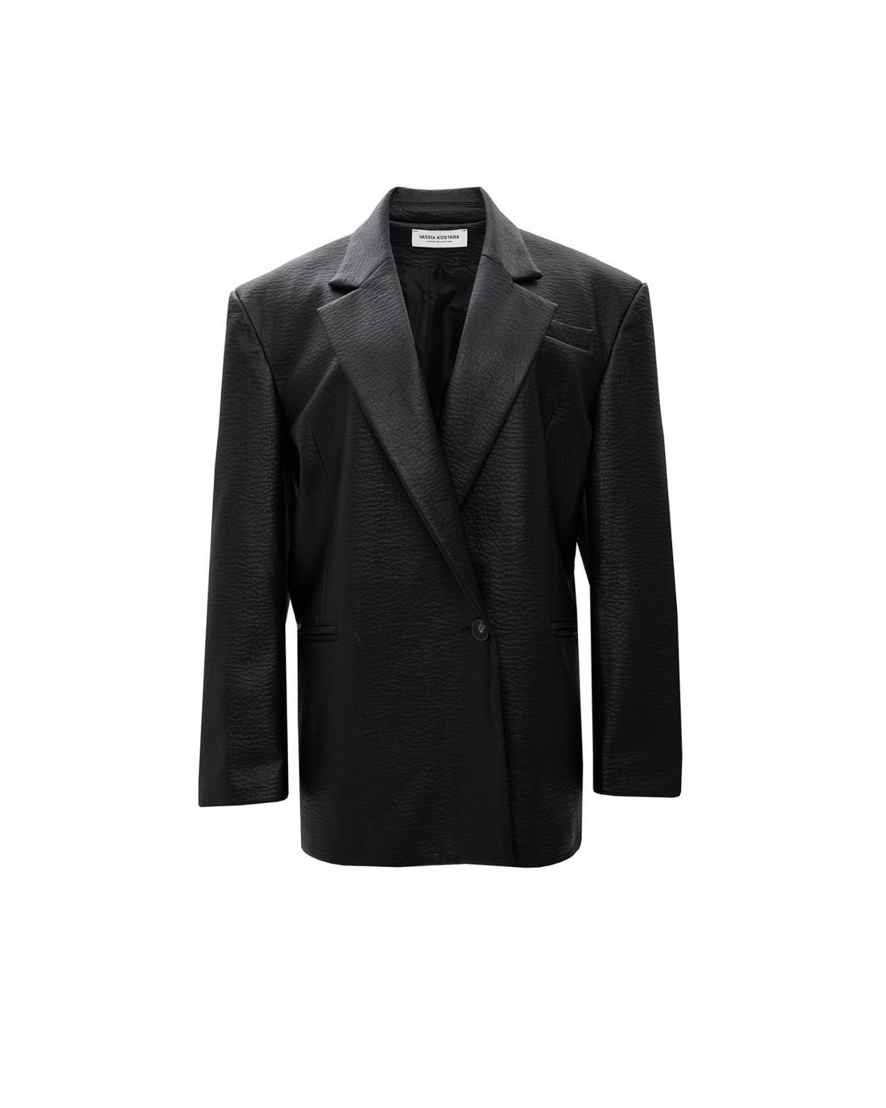 VK Black Faux Leather Blazer