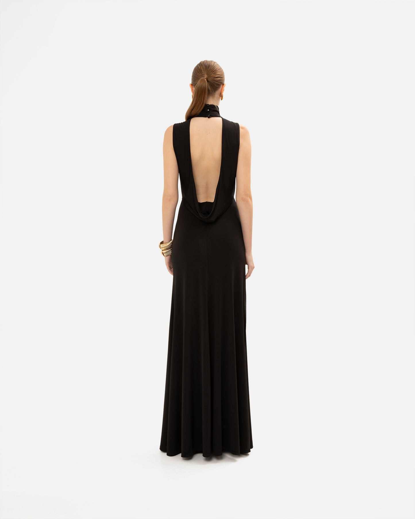 VK High Neck Black Gown