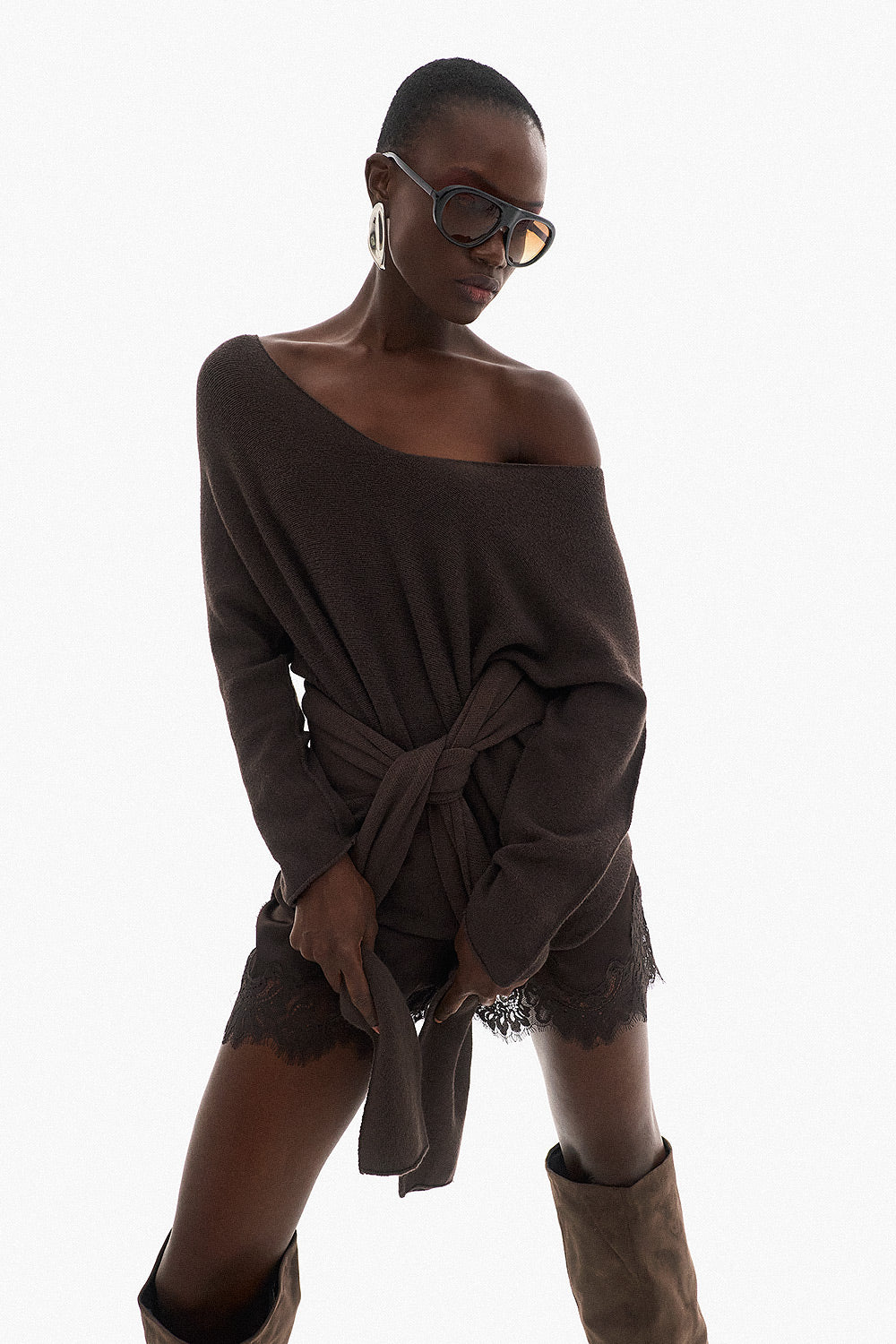 Soft Knitwear V neck - Brown