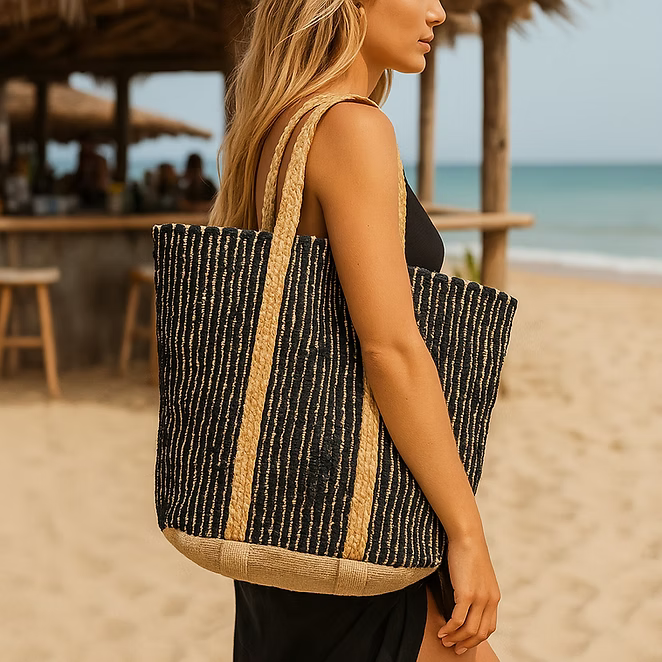Beach Bag Cotton Black