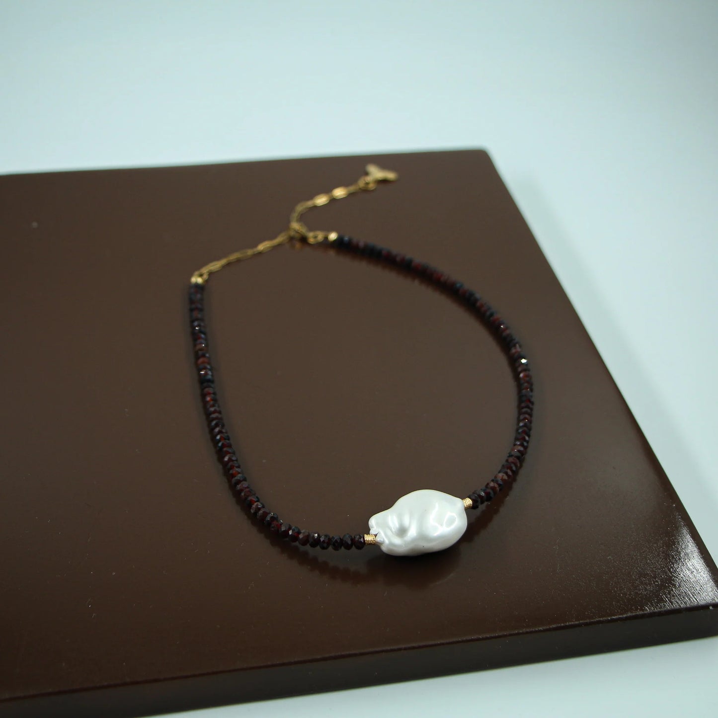 #0123-17 Brown Necklace with Pearl