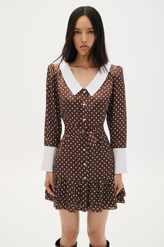 Combos Mini Dress Polka Dots - Brown
