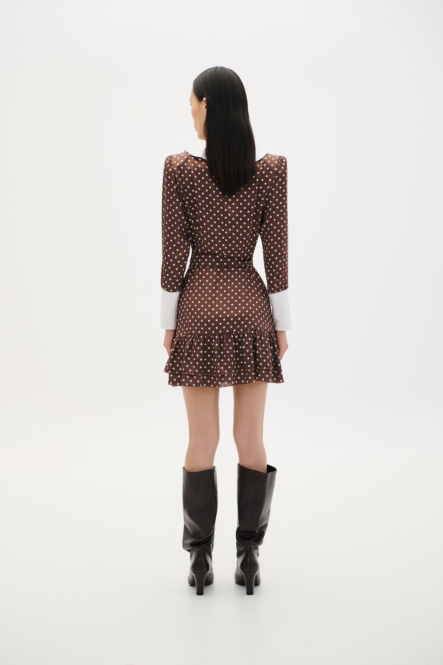 Combos Mini Dress Polka Dots - Brown
