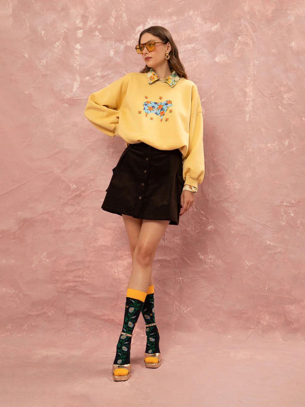 Cropped Futter Sweater - Yellow