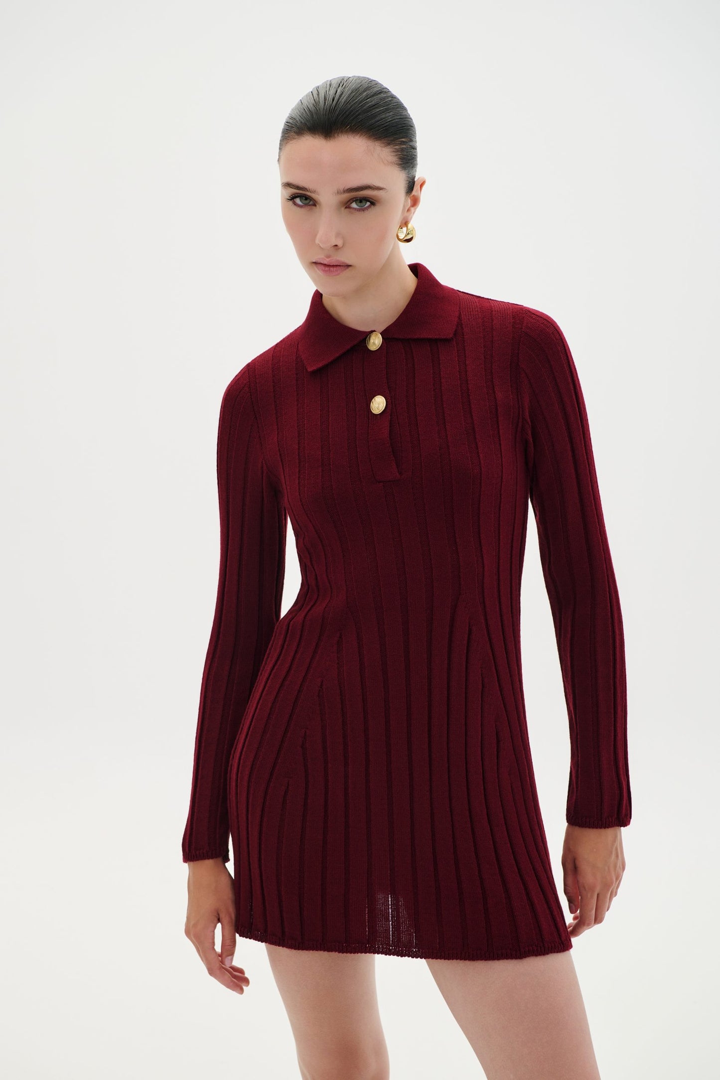 Dress Mini Polo Buttons - Bordeaux