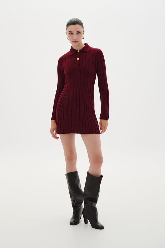 Dress Mini Polo Buttons - Bordeaux
