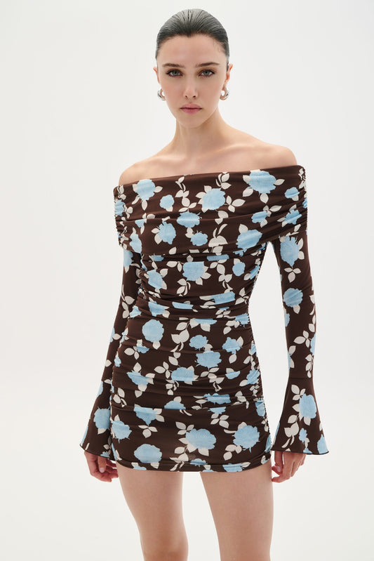 Dress Off Shoulder Mini Flowers