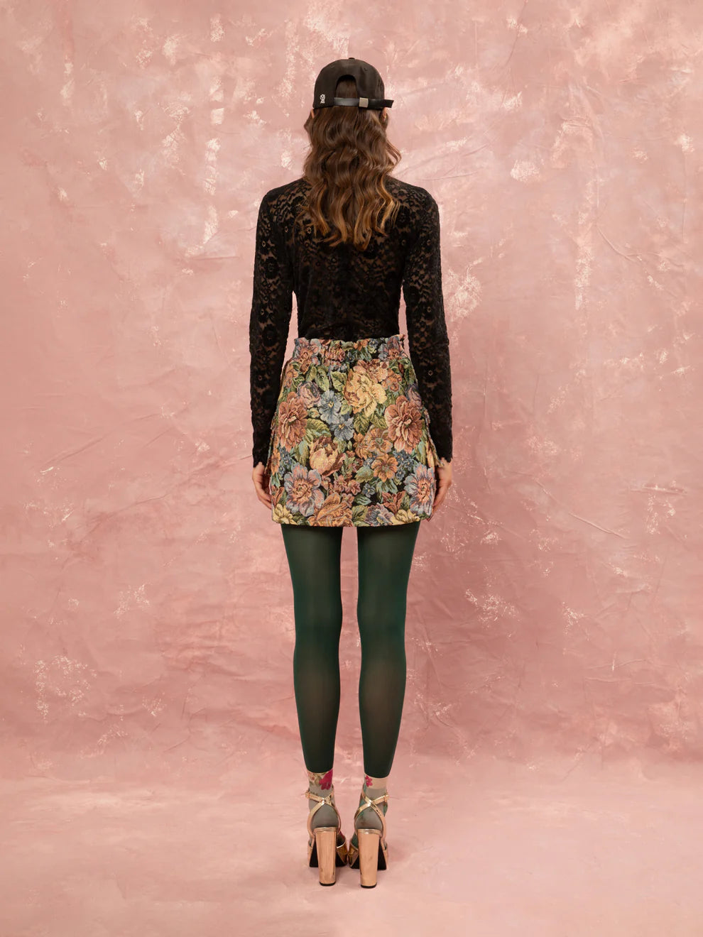 Floral Jacquard Mini Skirt