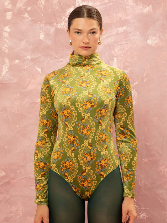 Fluffy Bodysuit - Lace Bouquet Lime
