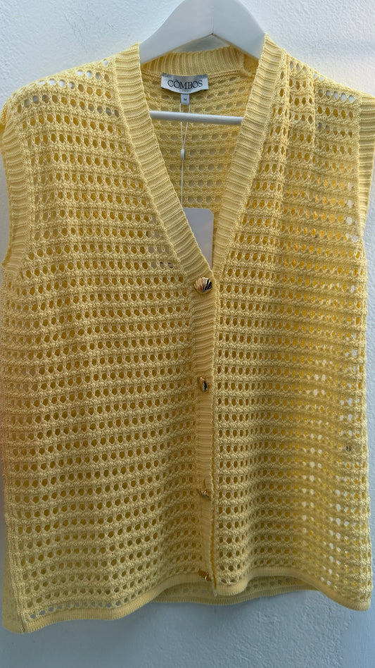 Cardigan V Shell Buttons - Yellow