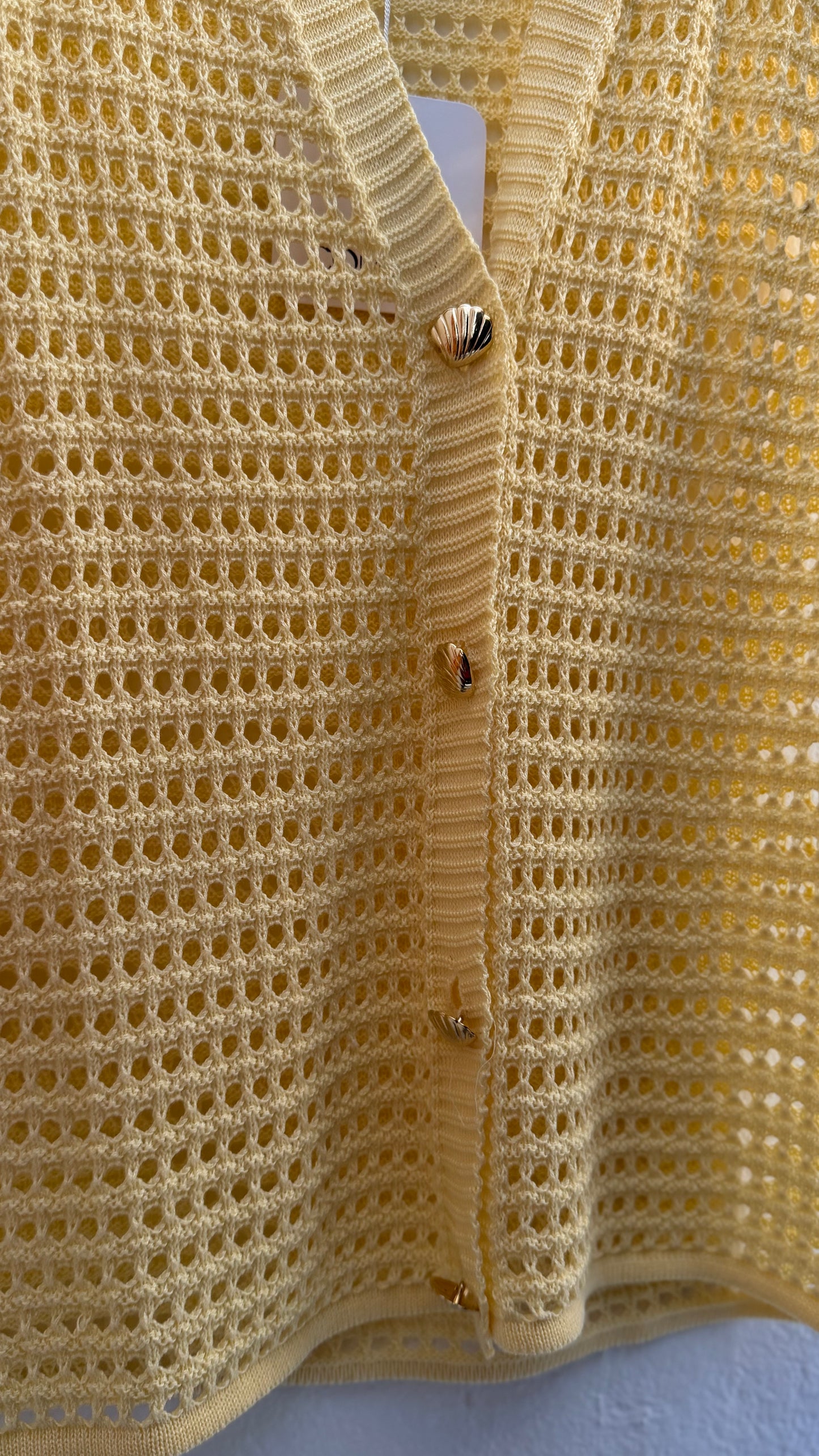 Cardigan V Shell Buttons - Yellow