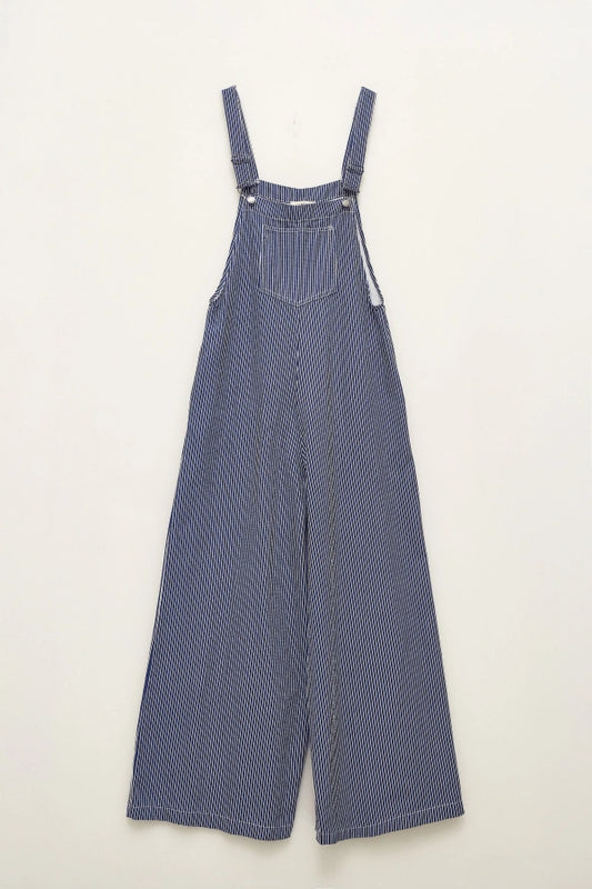 Striped Denim effect Jumpsuit - blue
