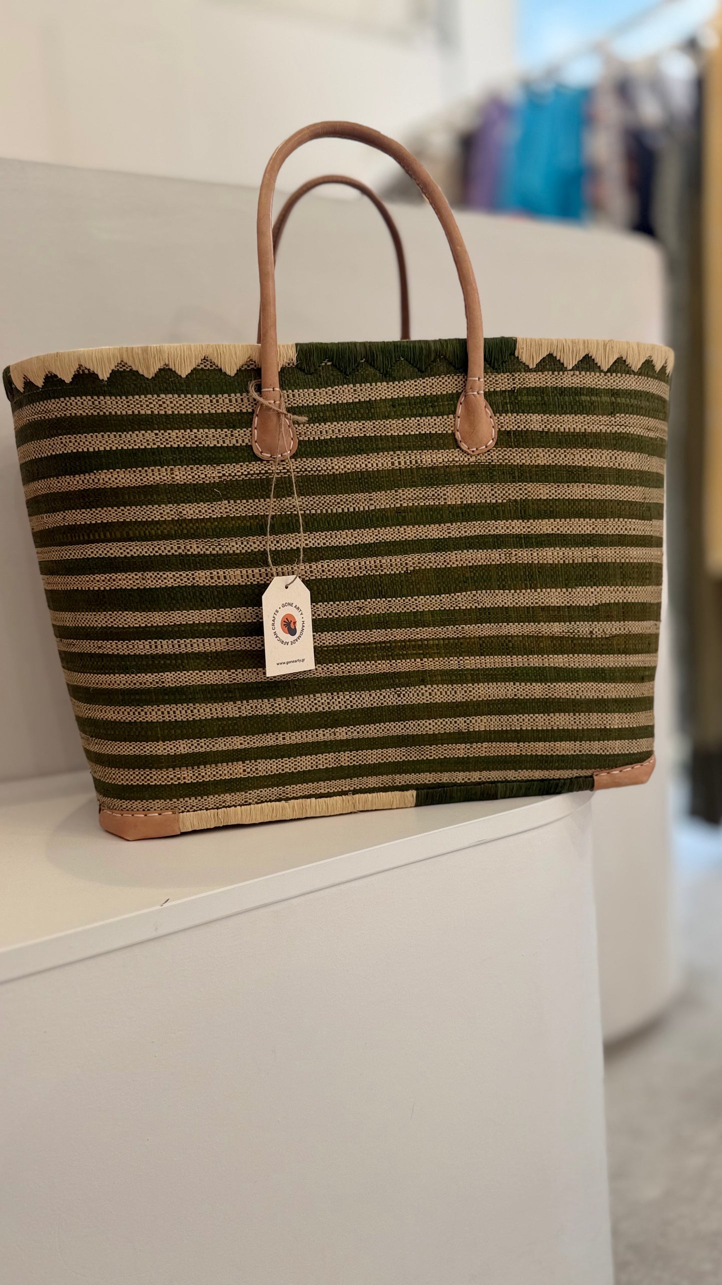 Madagascar Raffia Stipe Bag - XLarge
