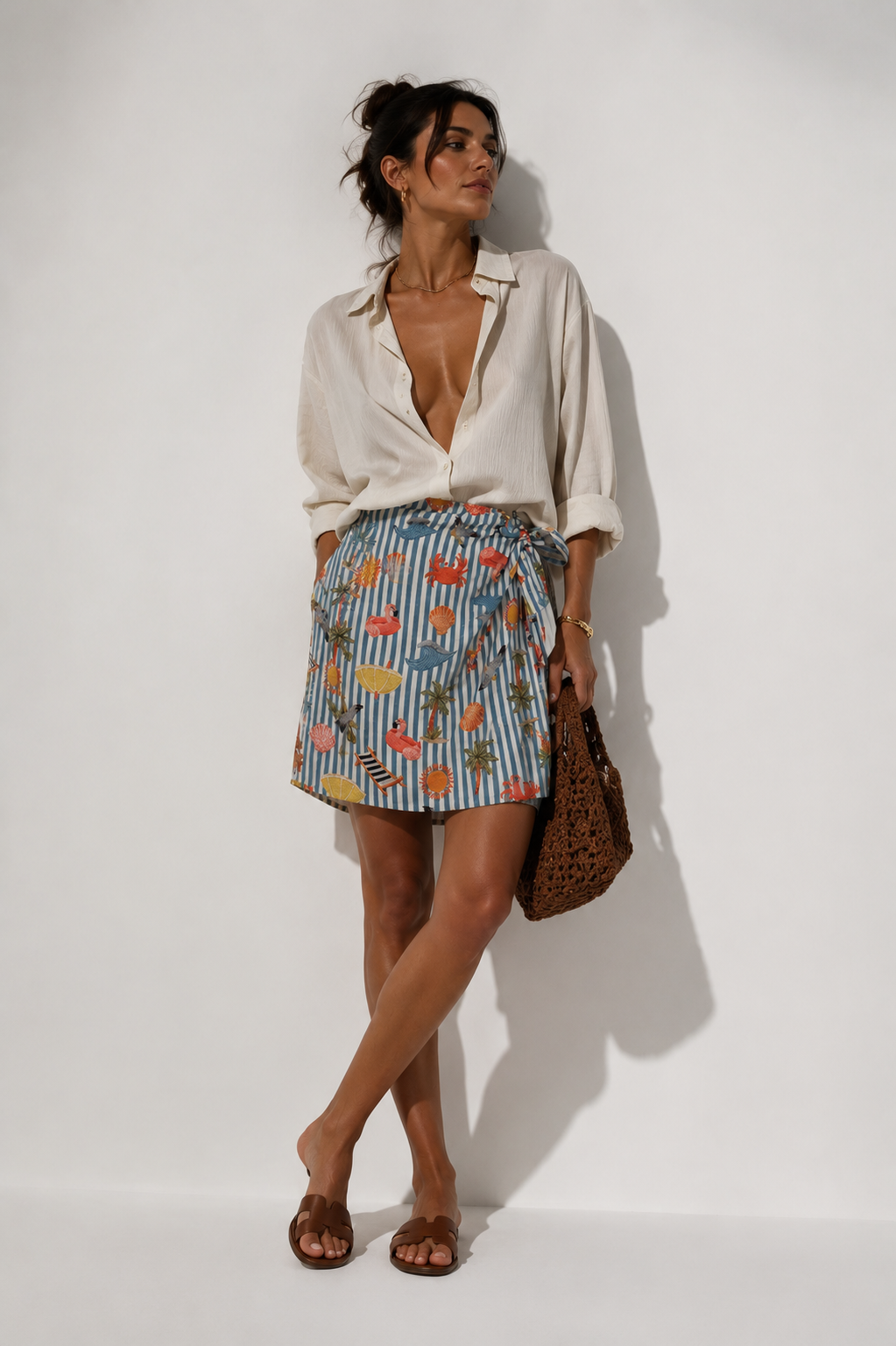 Palm Vibes Wrap Mini Skirt