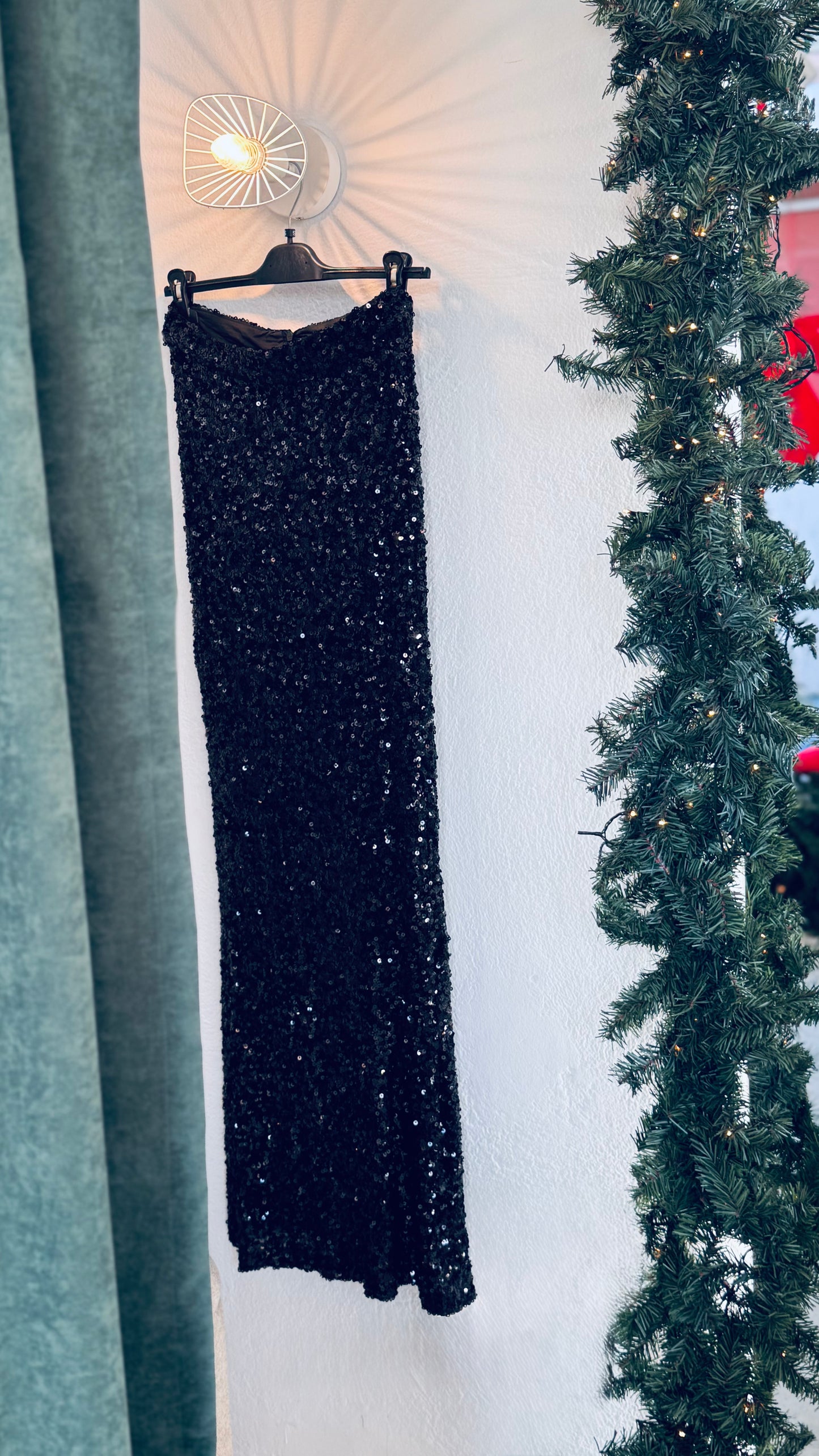 Black Sequined Maxi Skirt