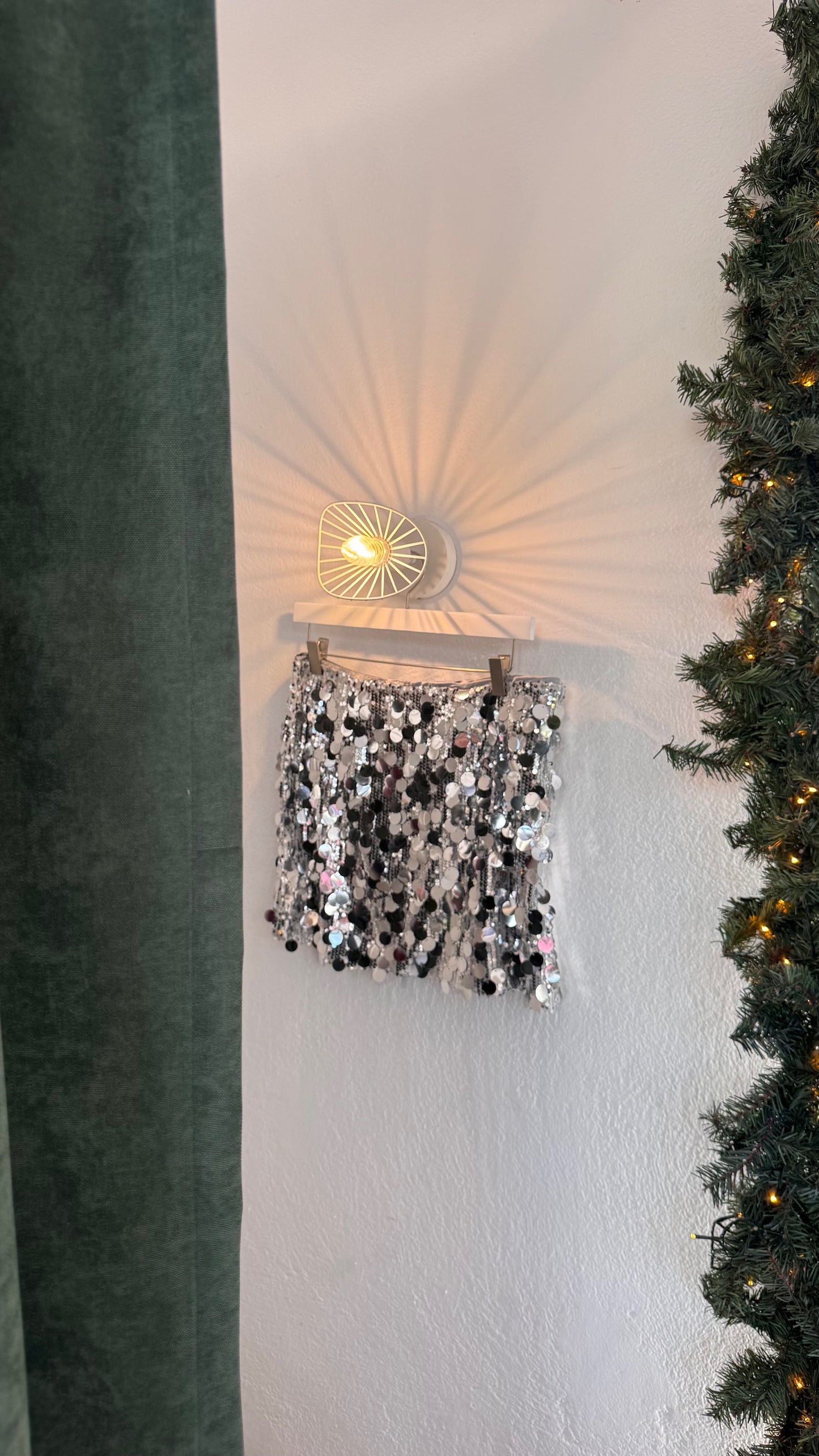 Silver Sequined Mini Skirt