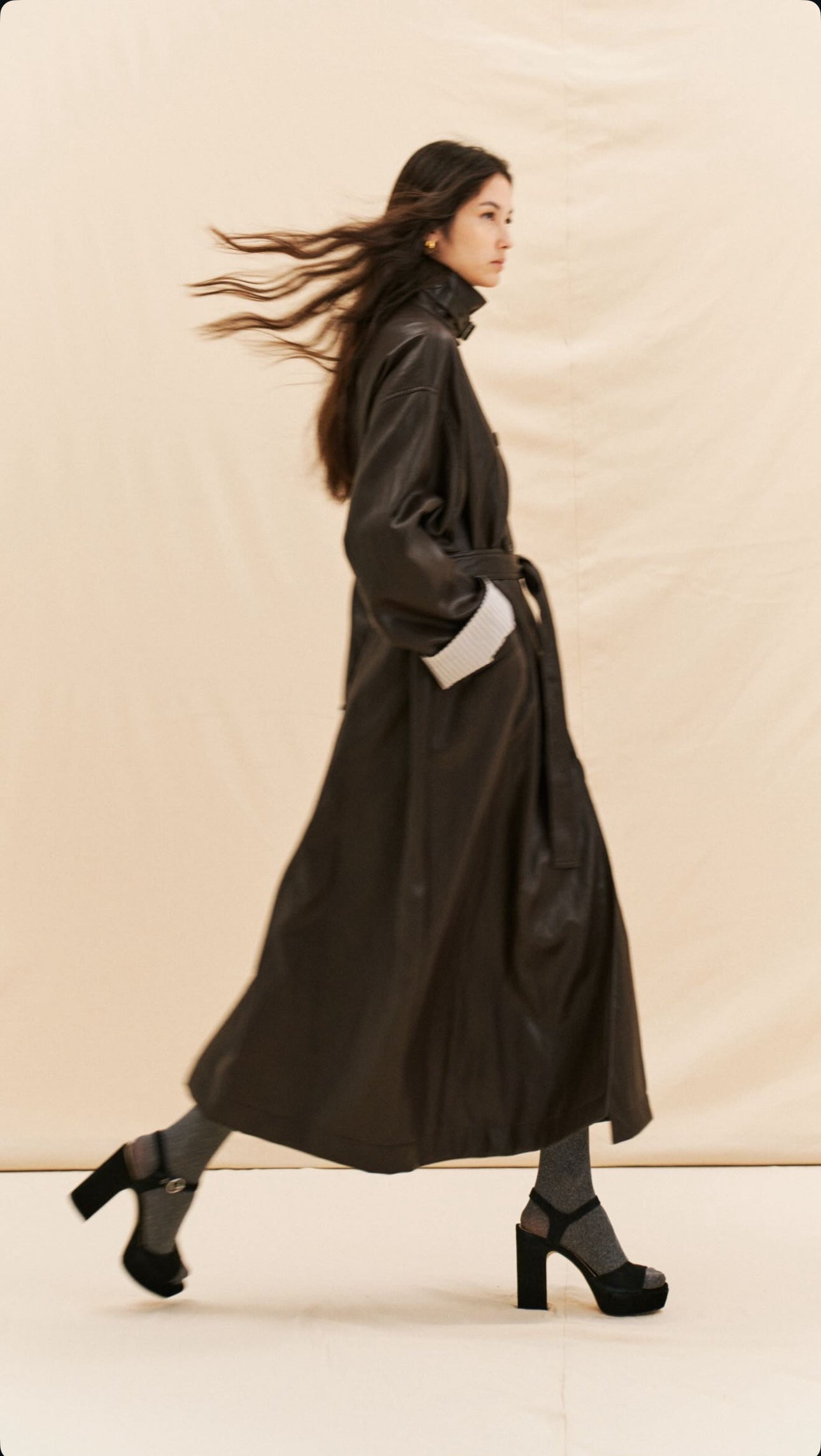 Hermina Eco Leather Trenchcoat - Brown