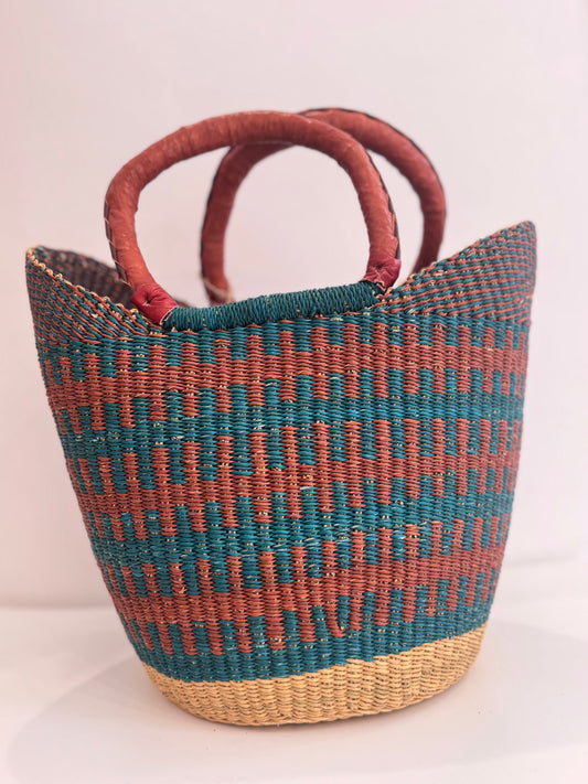 Medium Straw Bag Indigo