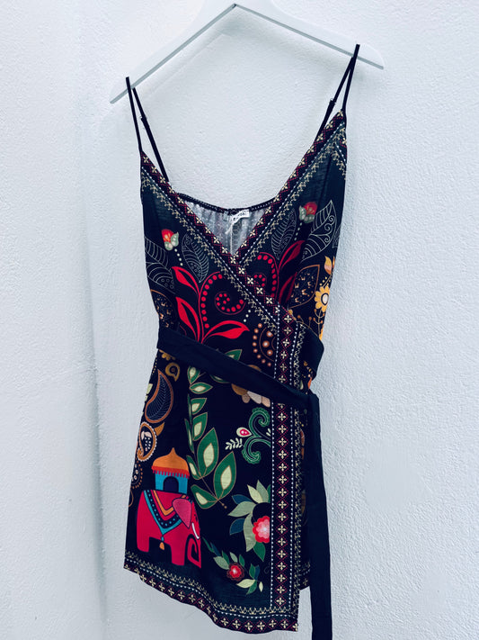 Elephant Mini Wrap Dress