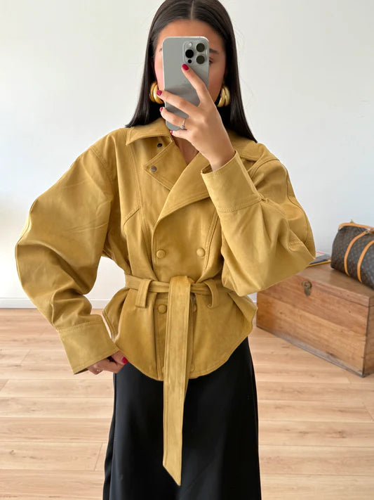 Bomber Suede Jacket - Camel