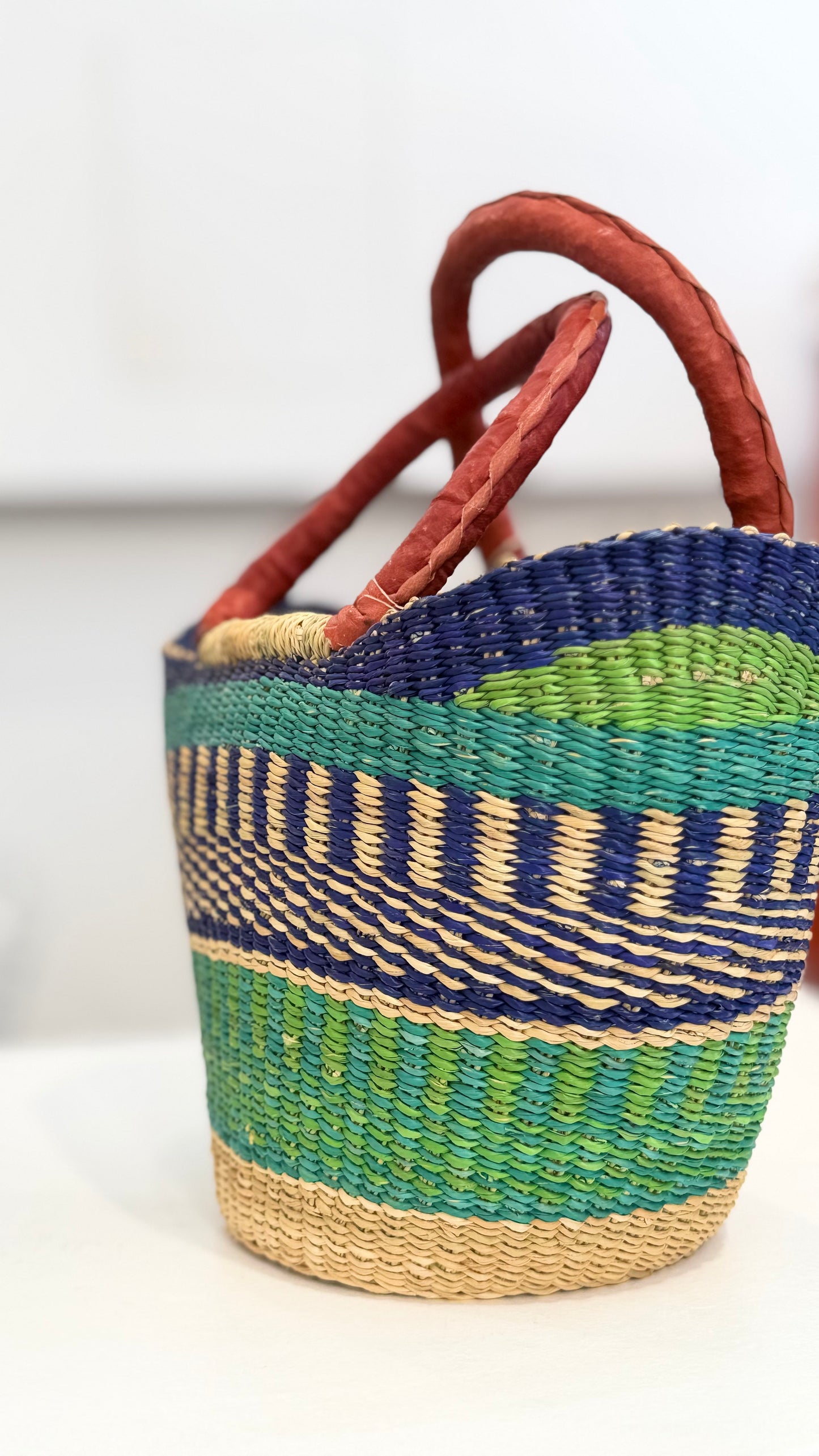 Ghana Bolga Bag Mini - Blue/Green