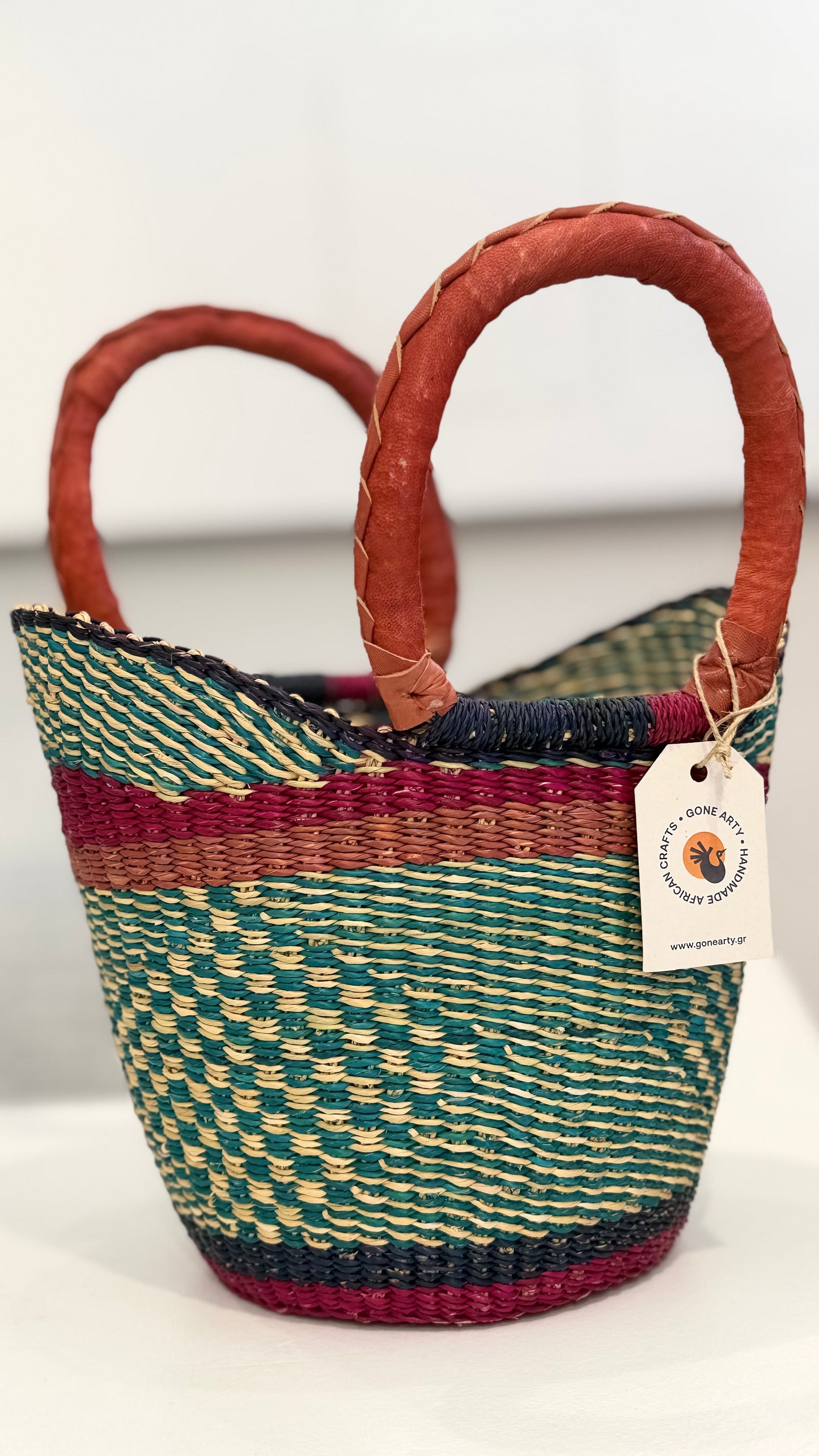 Ghana Bolga Bag Mini - Blue/Orange