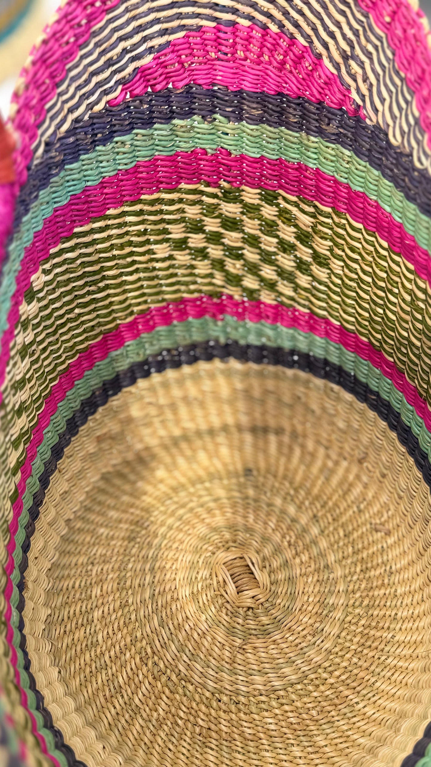 Ghana Bolga Bag Mini - Fuchsia/Mint