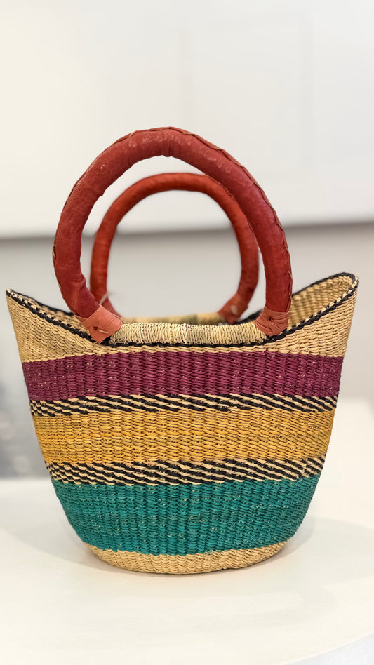Ghana Bolga Bag Mini - Yellow/Blue