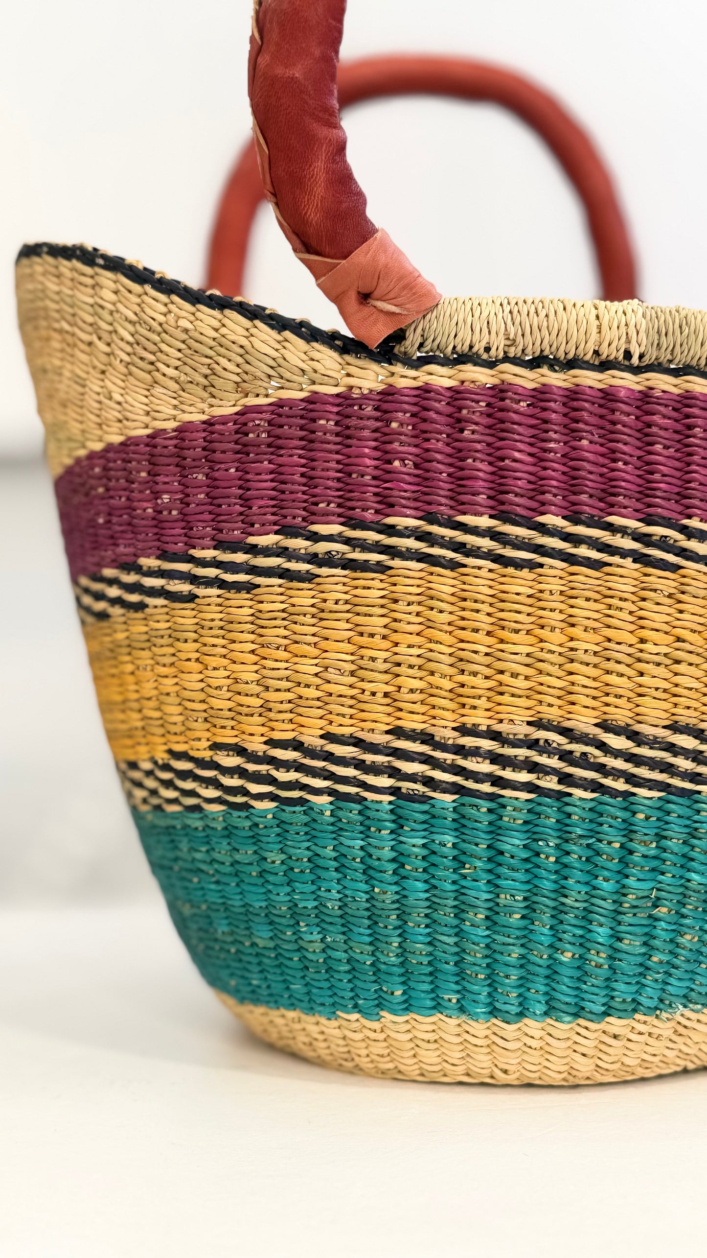 Ghana Bolga Bag Mini - Yellow/Blue